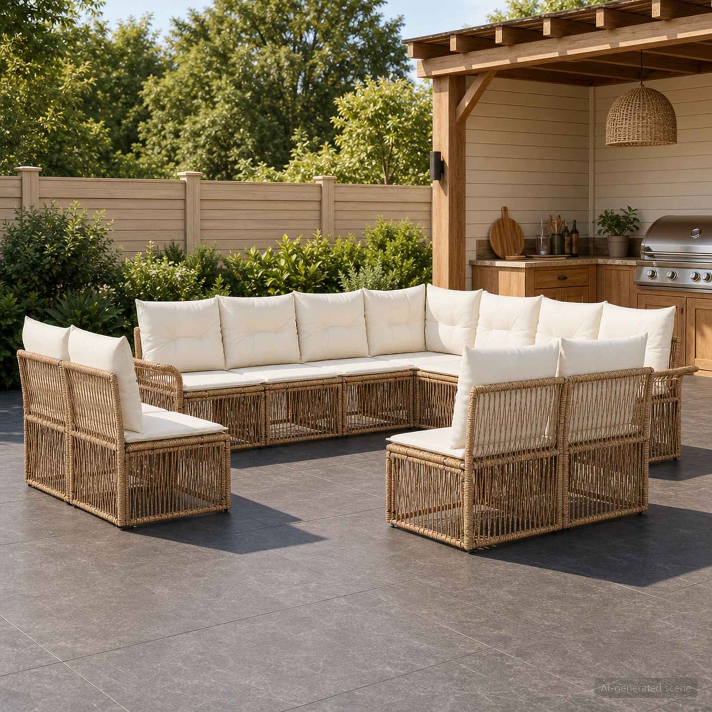 Gartensofa-set 11 pcs Beige Poly-Rattan