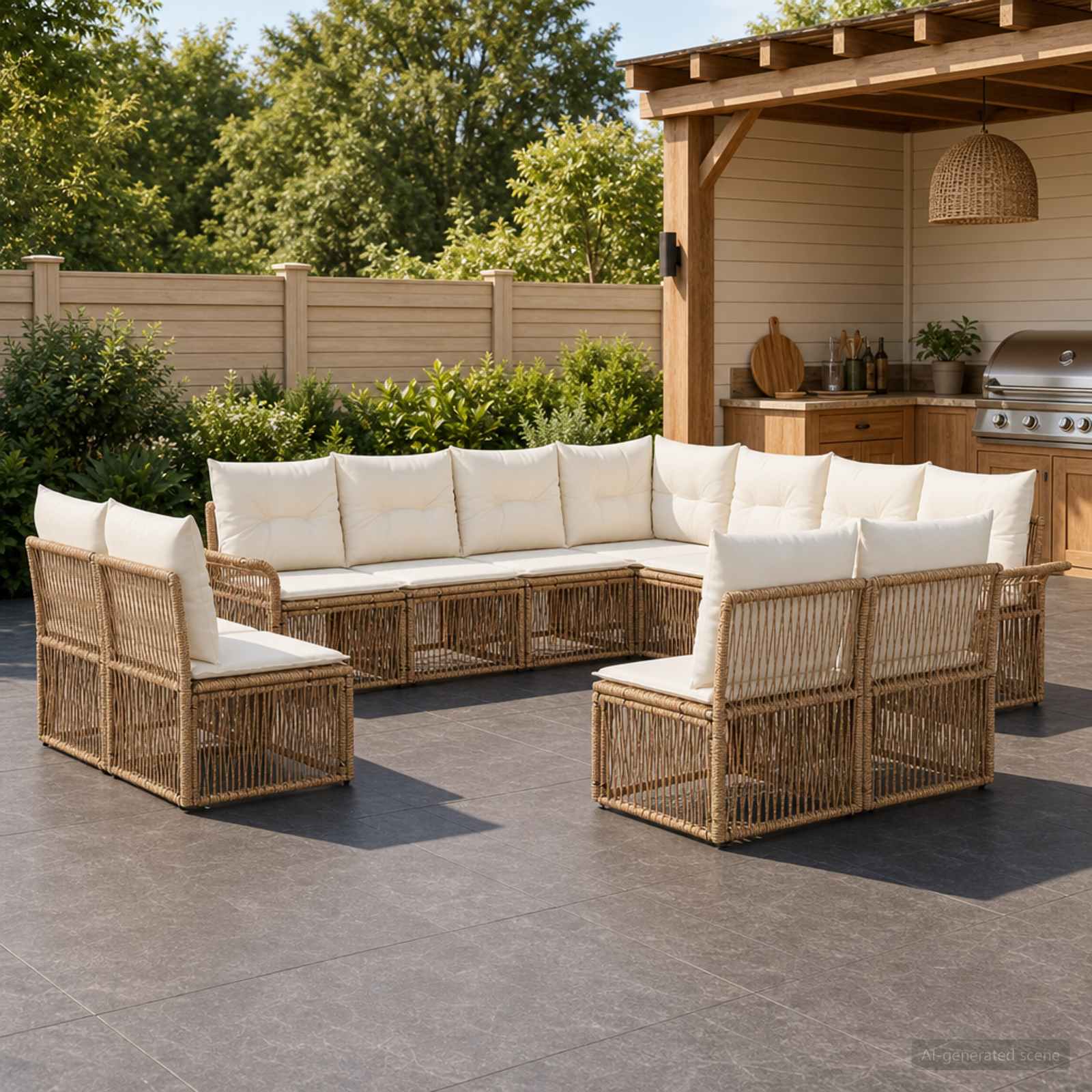 Gartensofa-set 11 pcs Beige Poly-Rattan