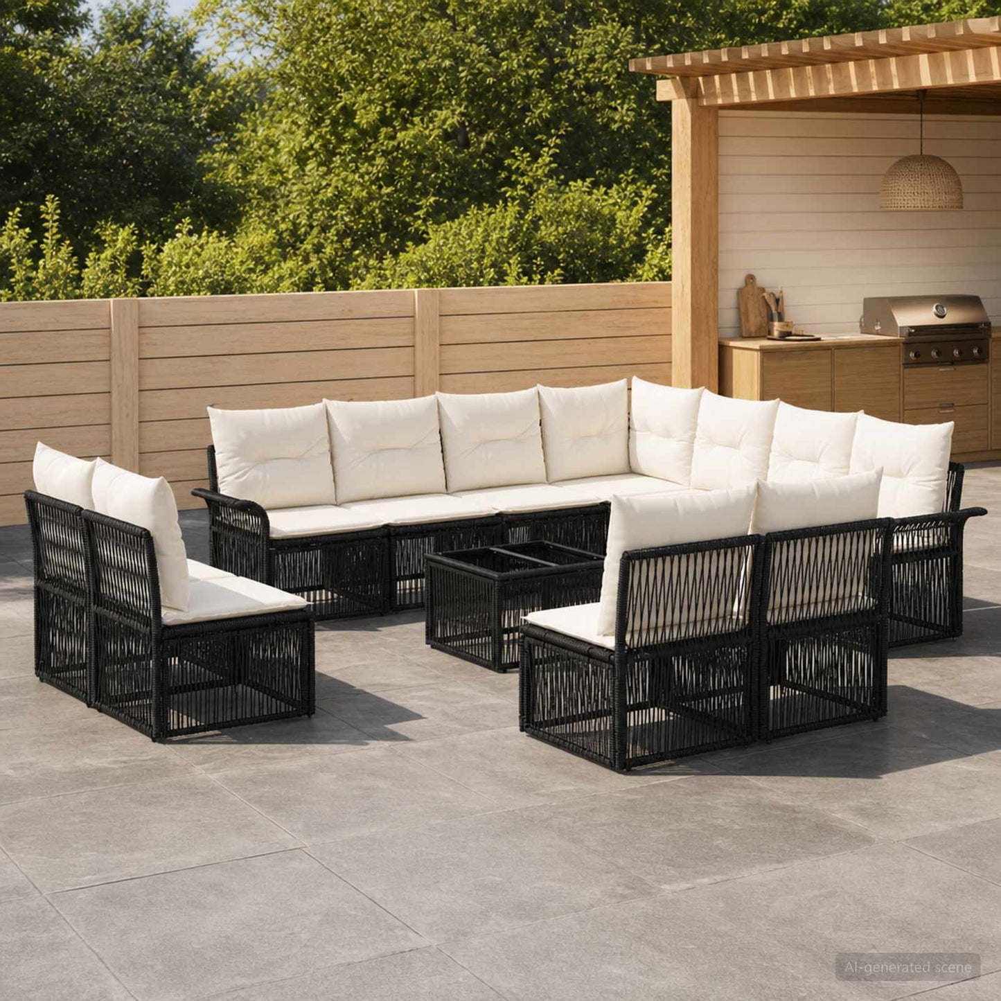 Gartensofa-set 12 pcs Schwarz Poly-Rattan