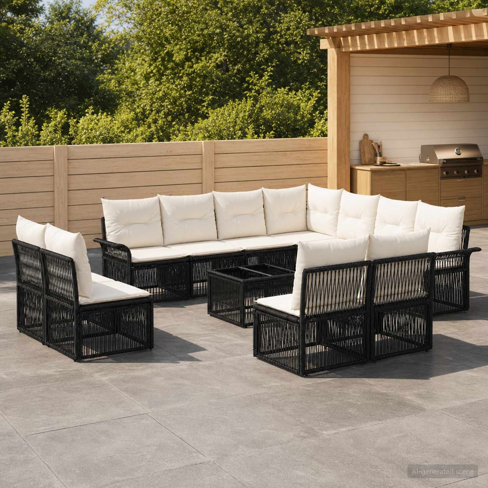 Gartensofa-set 12 pcs Schwarz Poly-Rattan