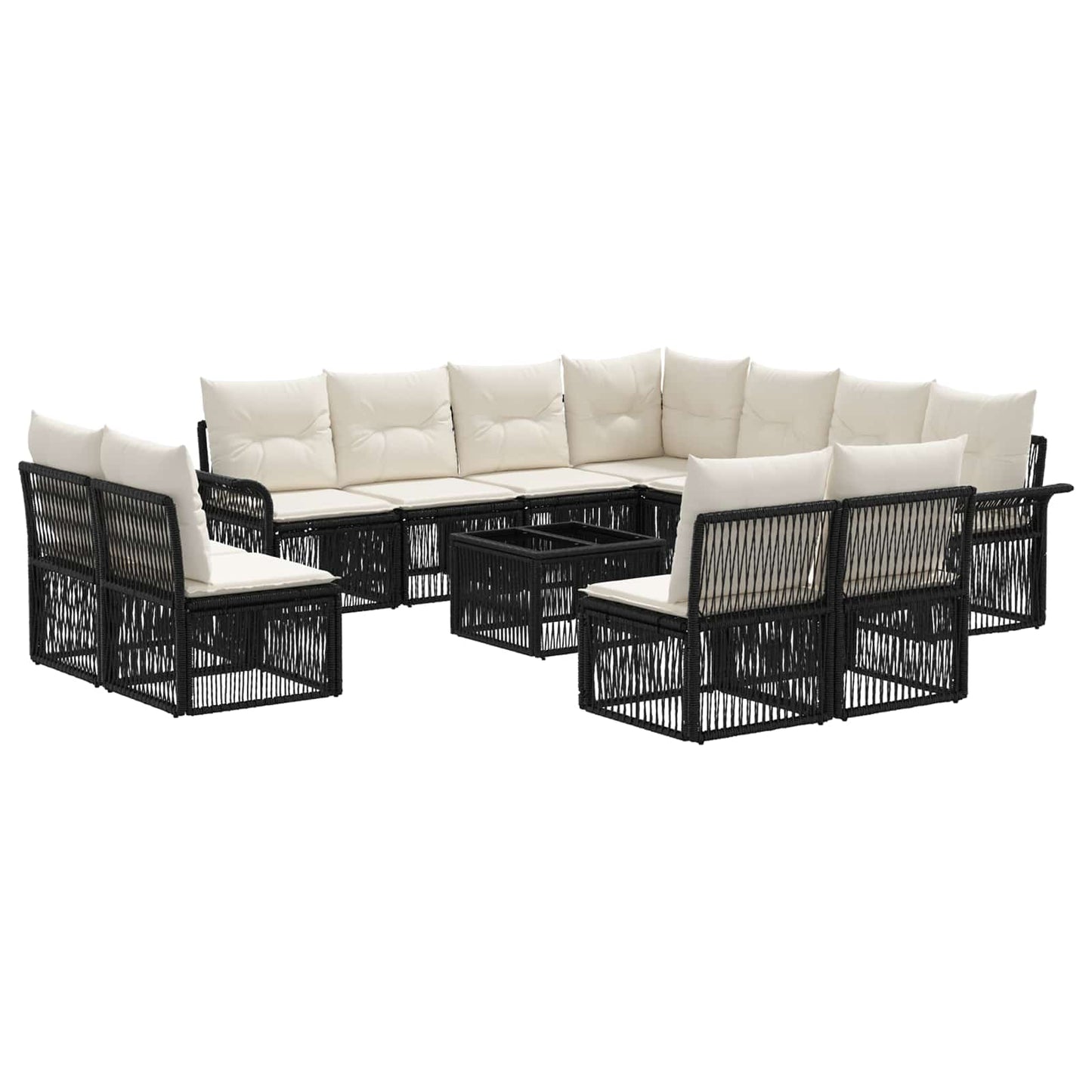Gartensofa-set 12 pcs Schwarz Poly-Rattan