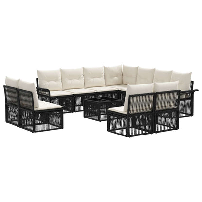 Gartensofa-set 12 stk. Schwarz Poly-Rattan