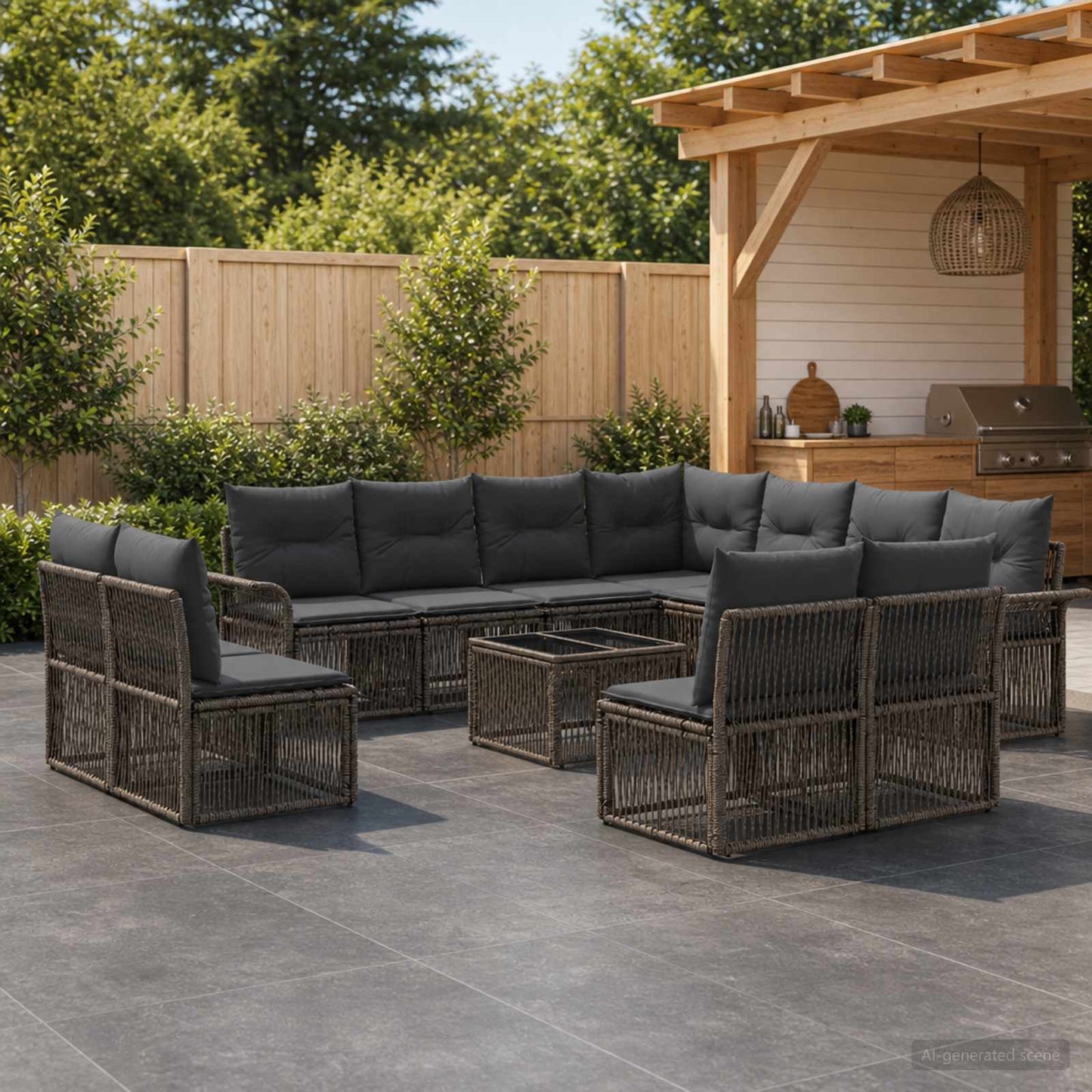 Gartensofa-set 12 stk. Grau Poly-Rattan