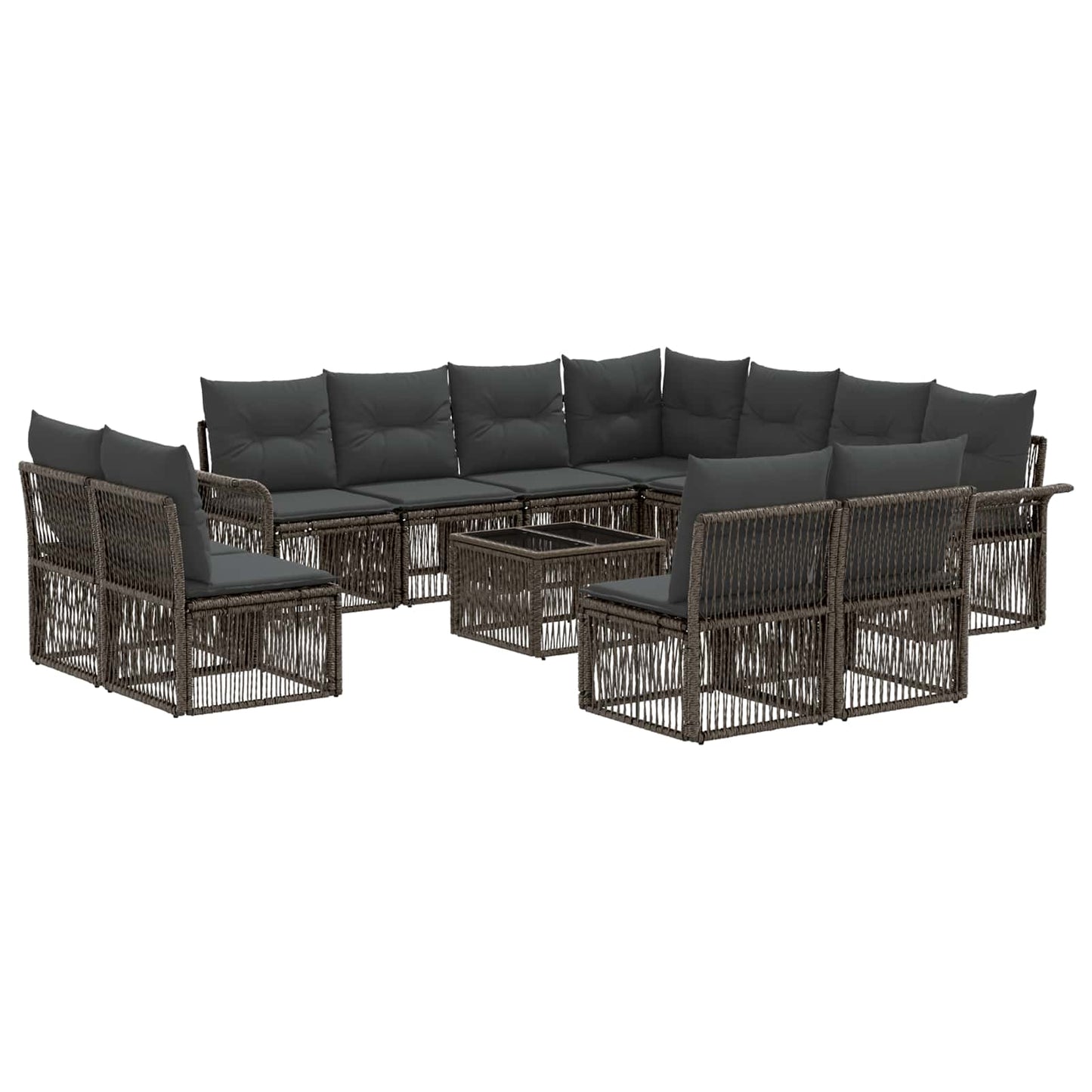 Gartensofa-set 12 stk. Grau Poly-Rattan