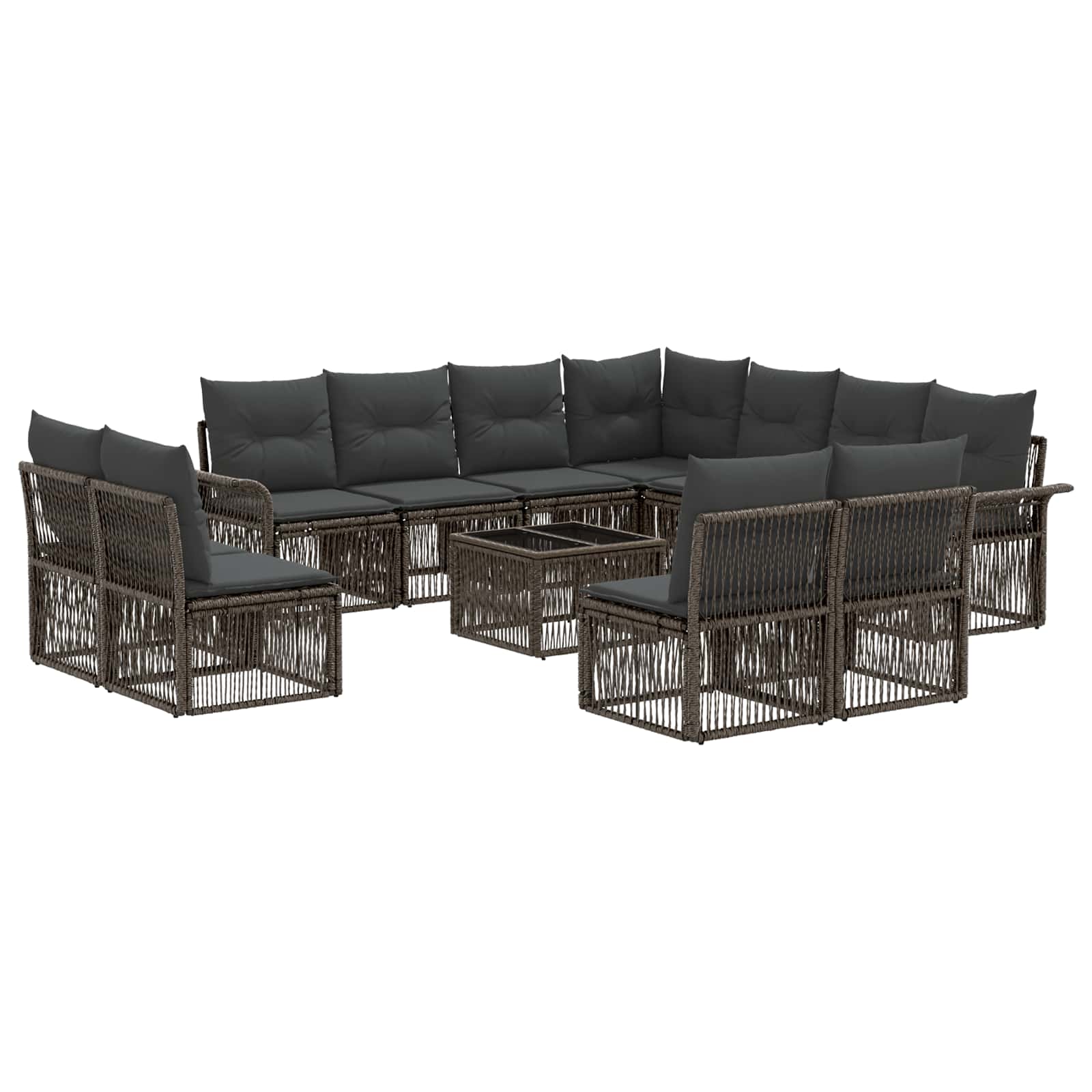 Gartensofa-set 12 stk. Grau Poly-Rattan