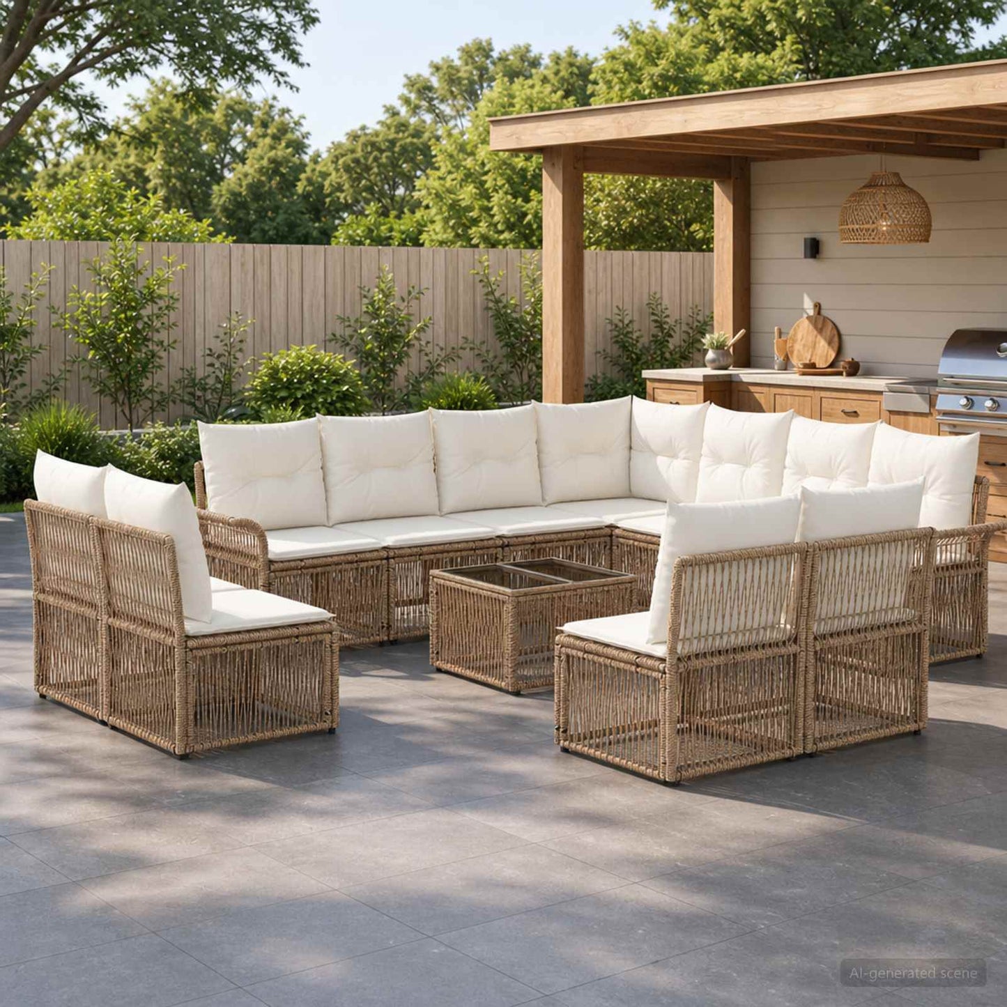 Gartensofa-set 12 pcs Beige Poly-Rattan