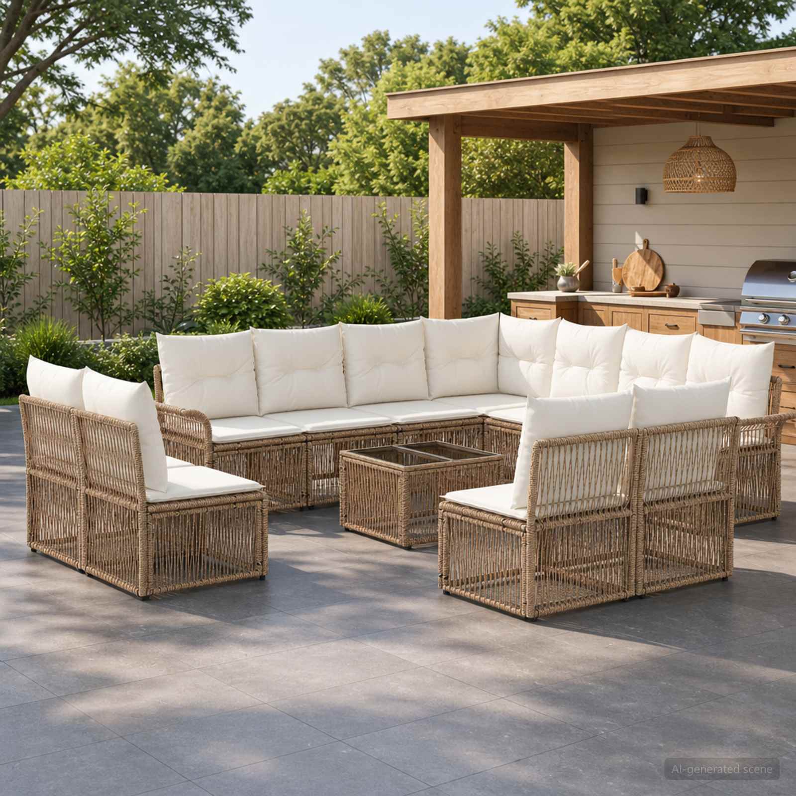 Gartensofa-set 12 pcs Beige Poly-Rattan
