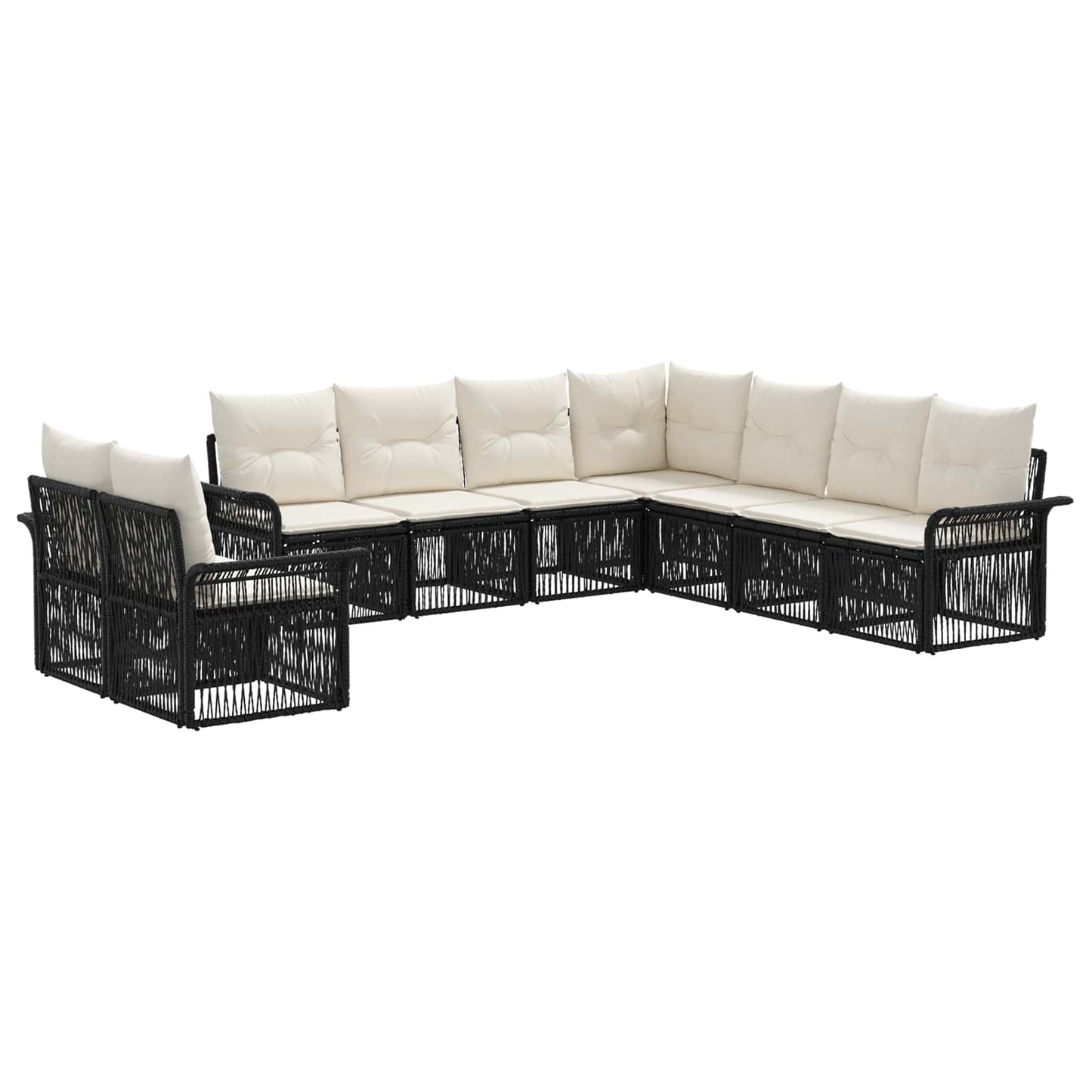 Gartensofa-set 9 pcs Schwarz Poly-Rattan