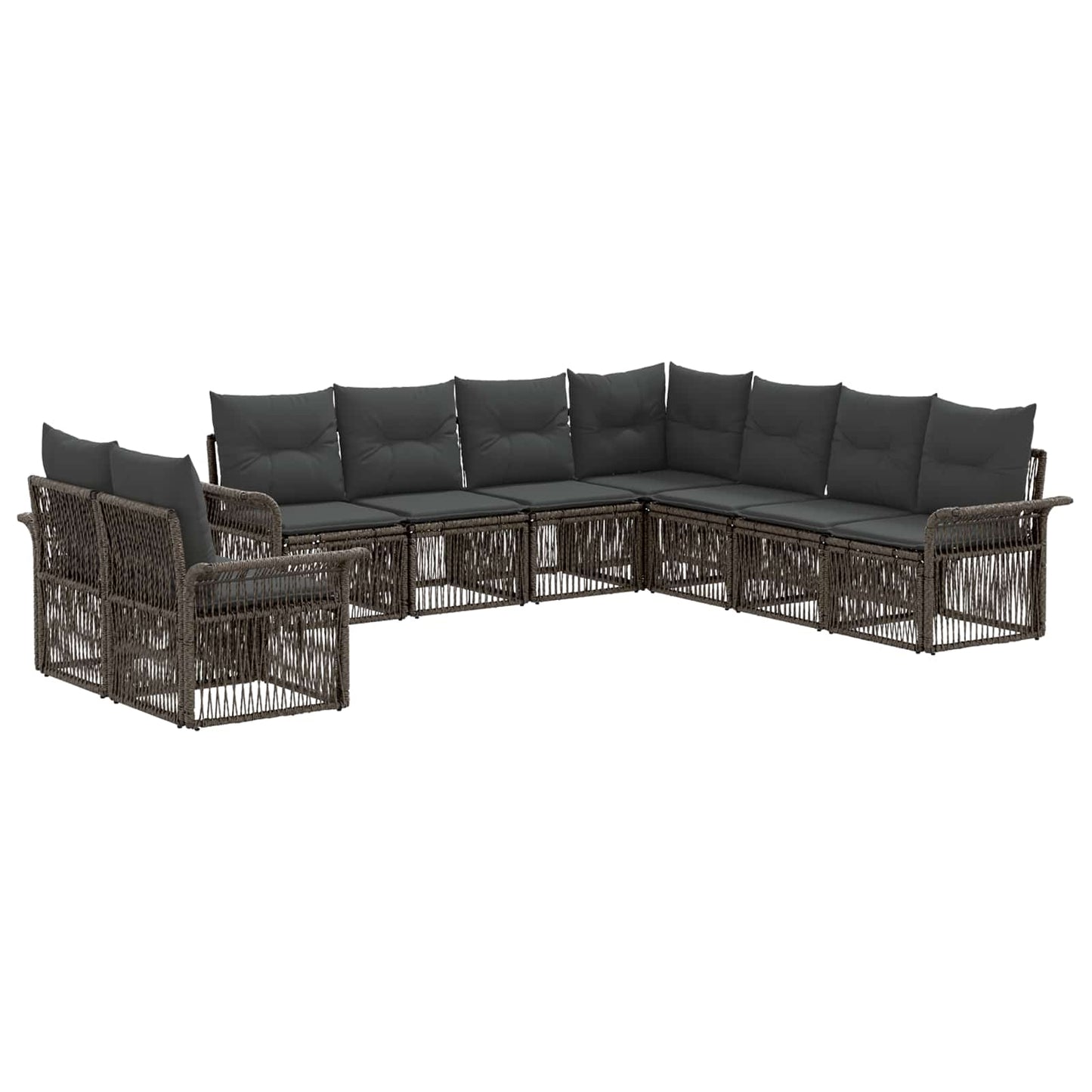 Gartensofa-set 9 pcs Grau Poly-Rattan