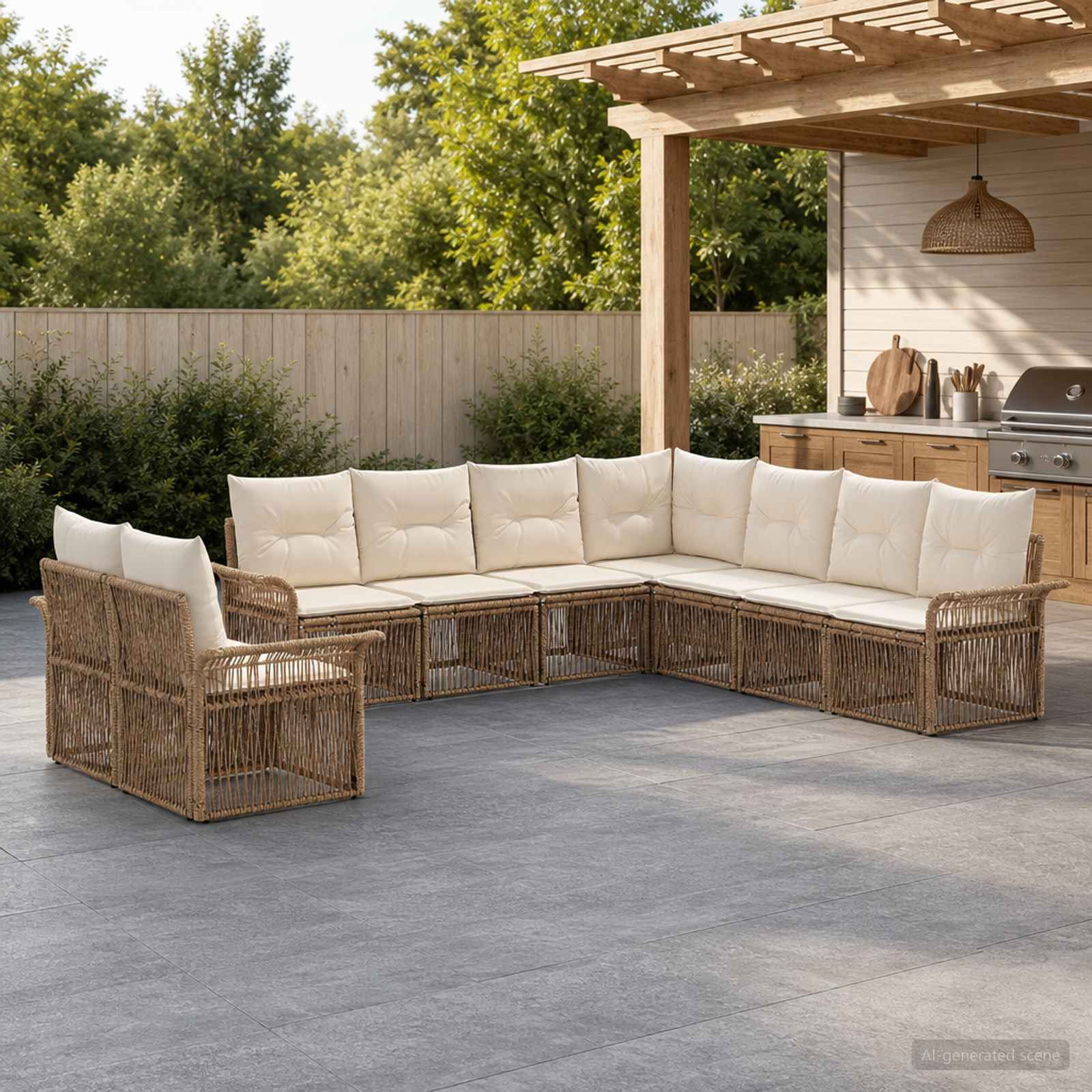 Gartensofa-set 9 pcs Beige Poly-Rattan