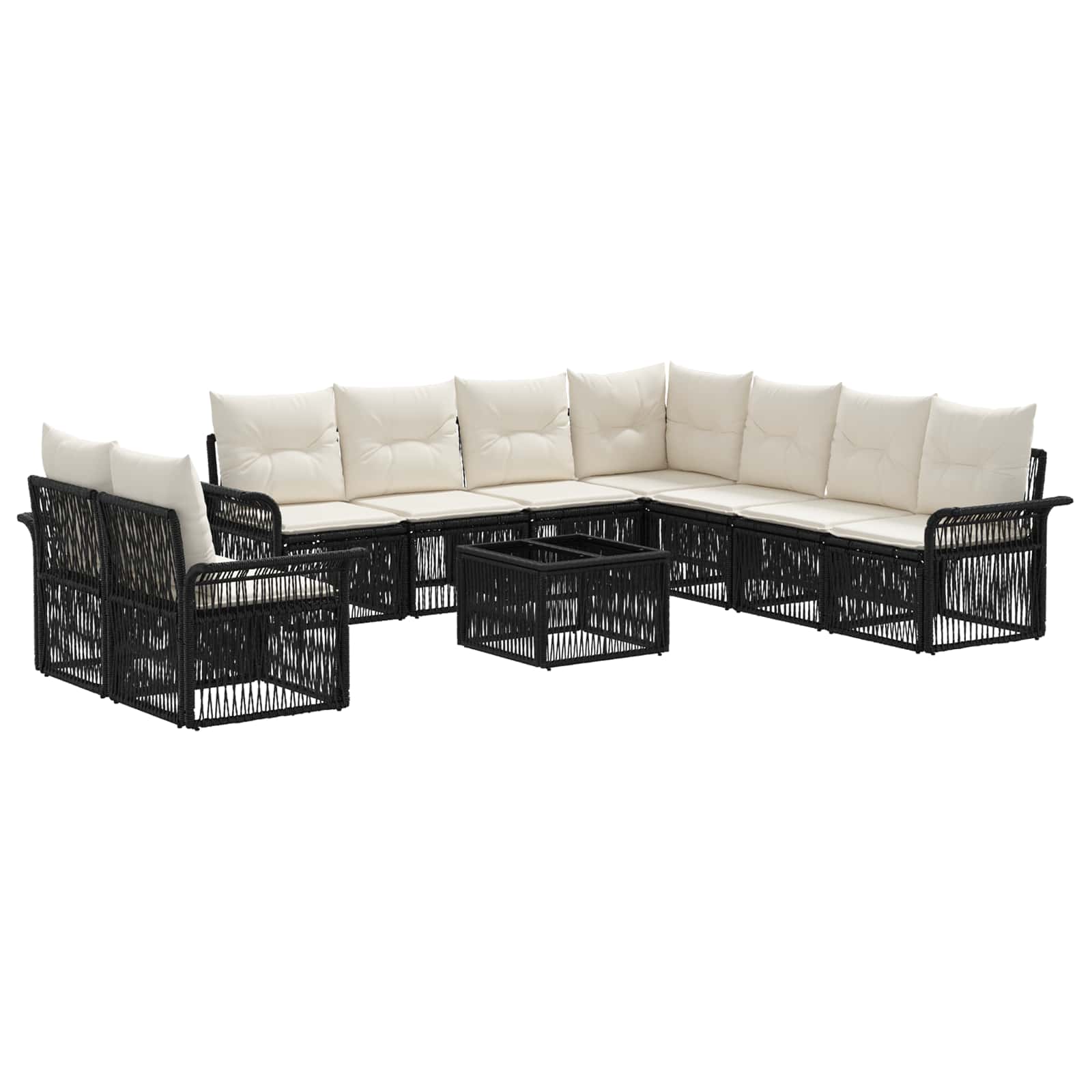 Gartensofa-set 10 pcs Schwarz Poly-Rattan