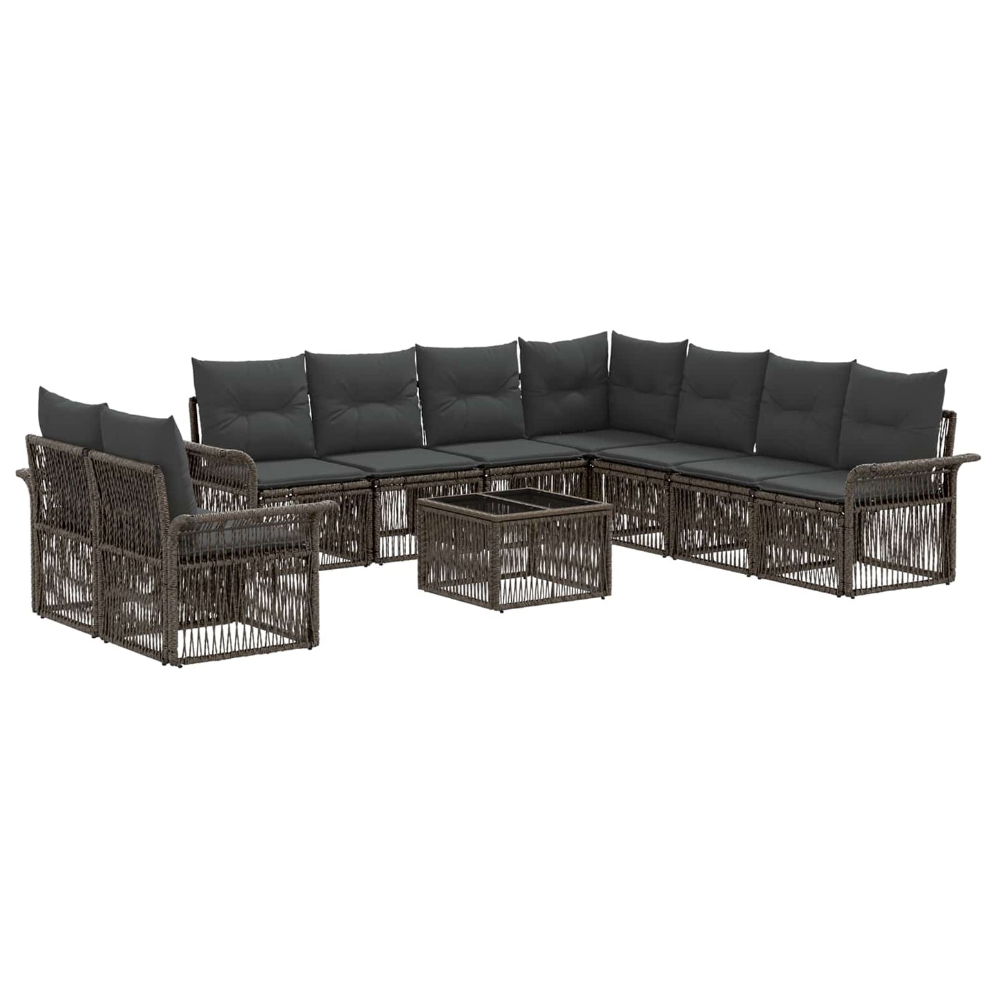 Gartensofa-set 10 stk. Grau Poly-Rattan