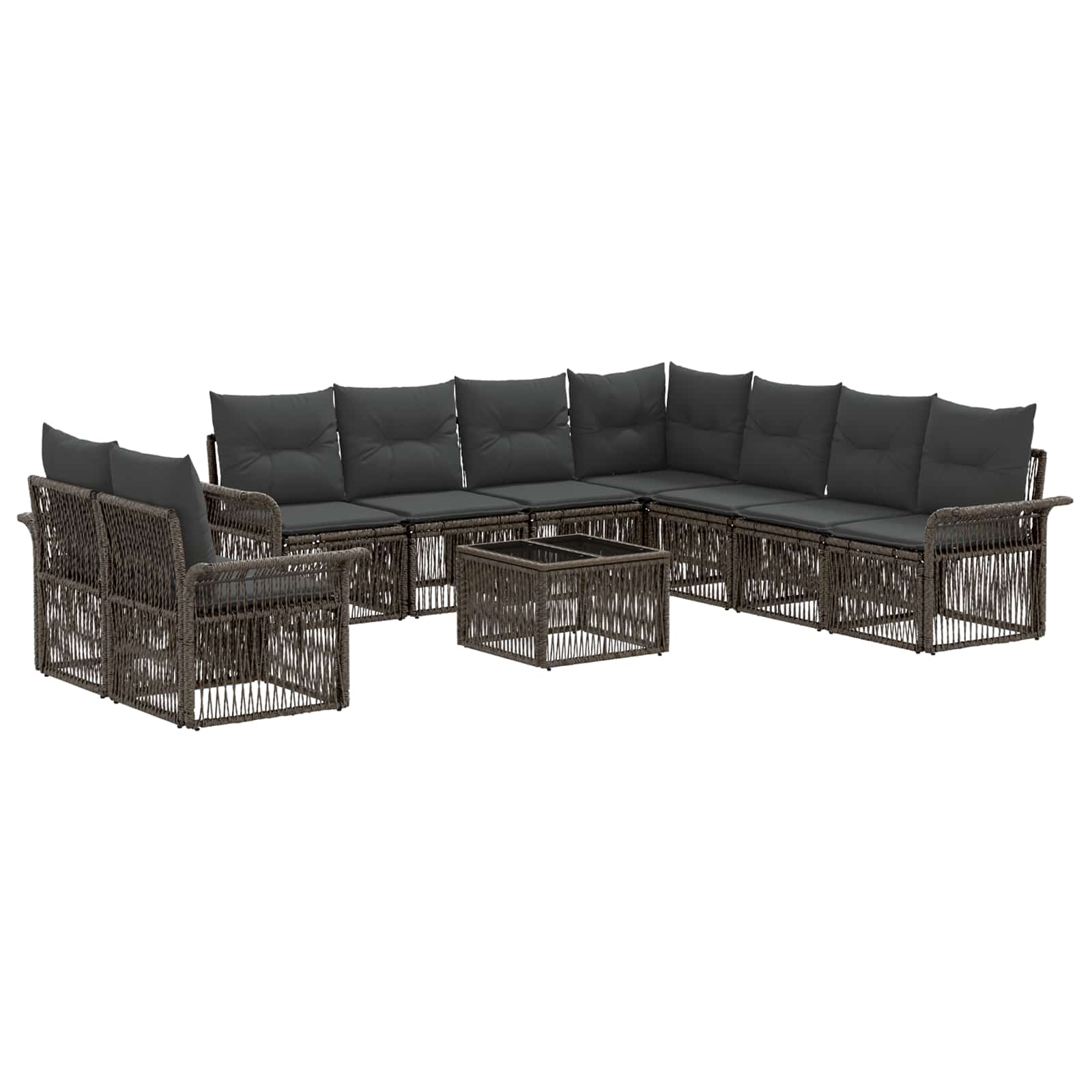Gartensofa-set 10 stk. Grau Poly-Rattan