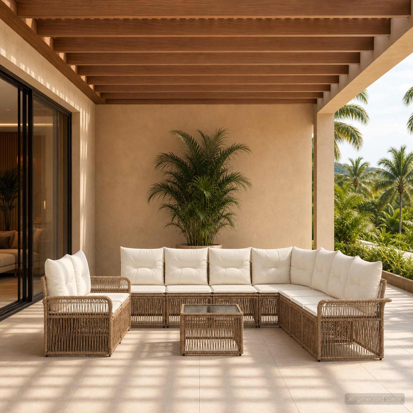Gartensofa-set 10 pcs Beige Poly-Rattan