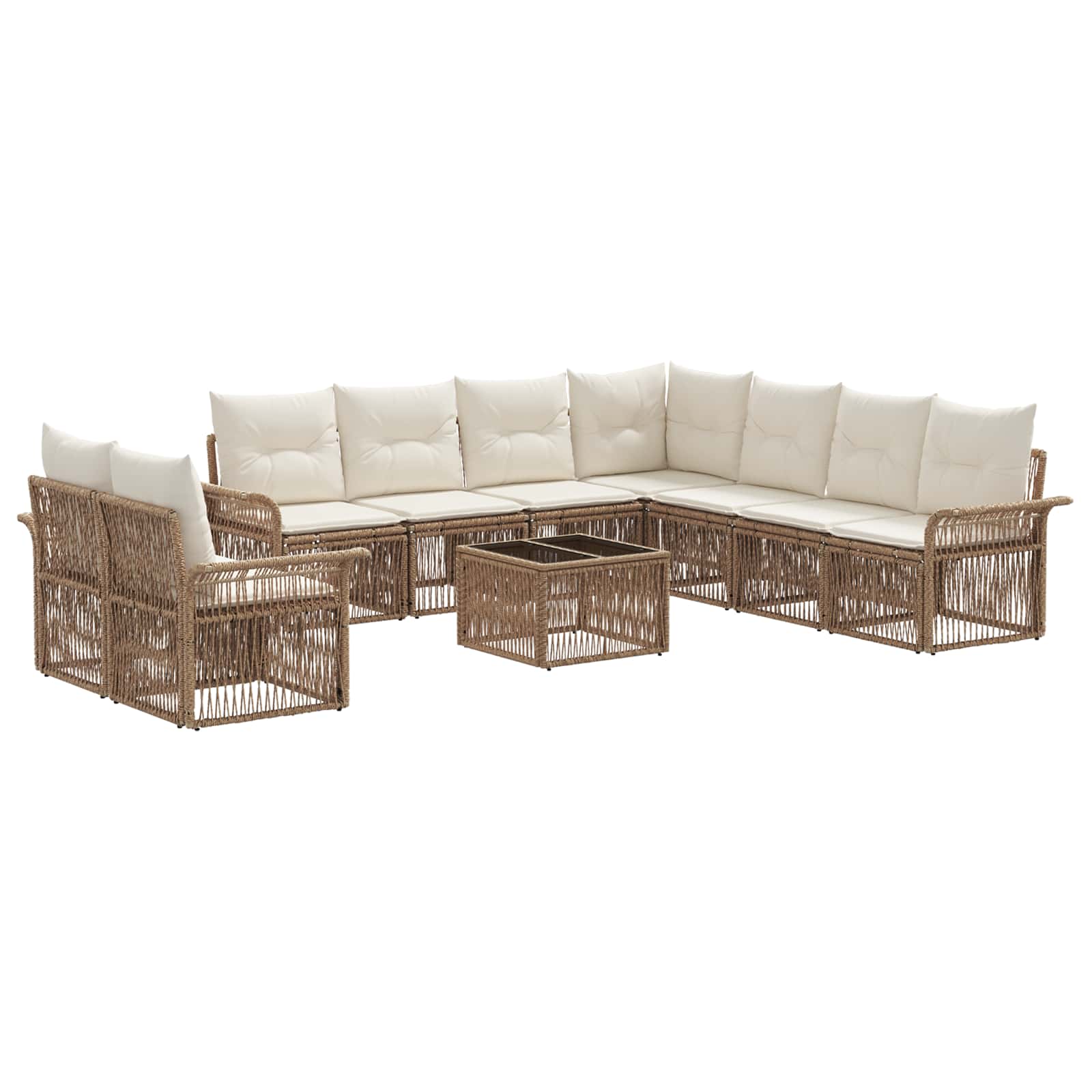 Gartensofa-set 10 pcs Beige Poly-Rattan