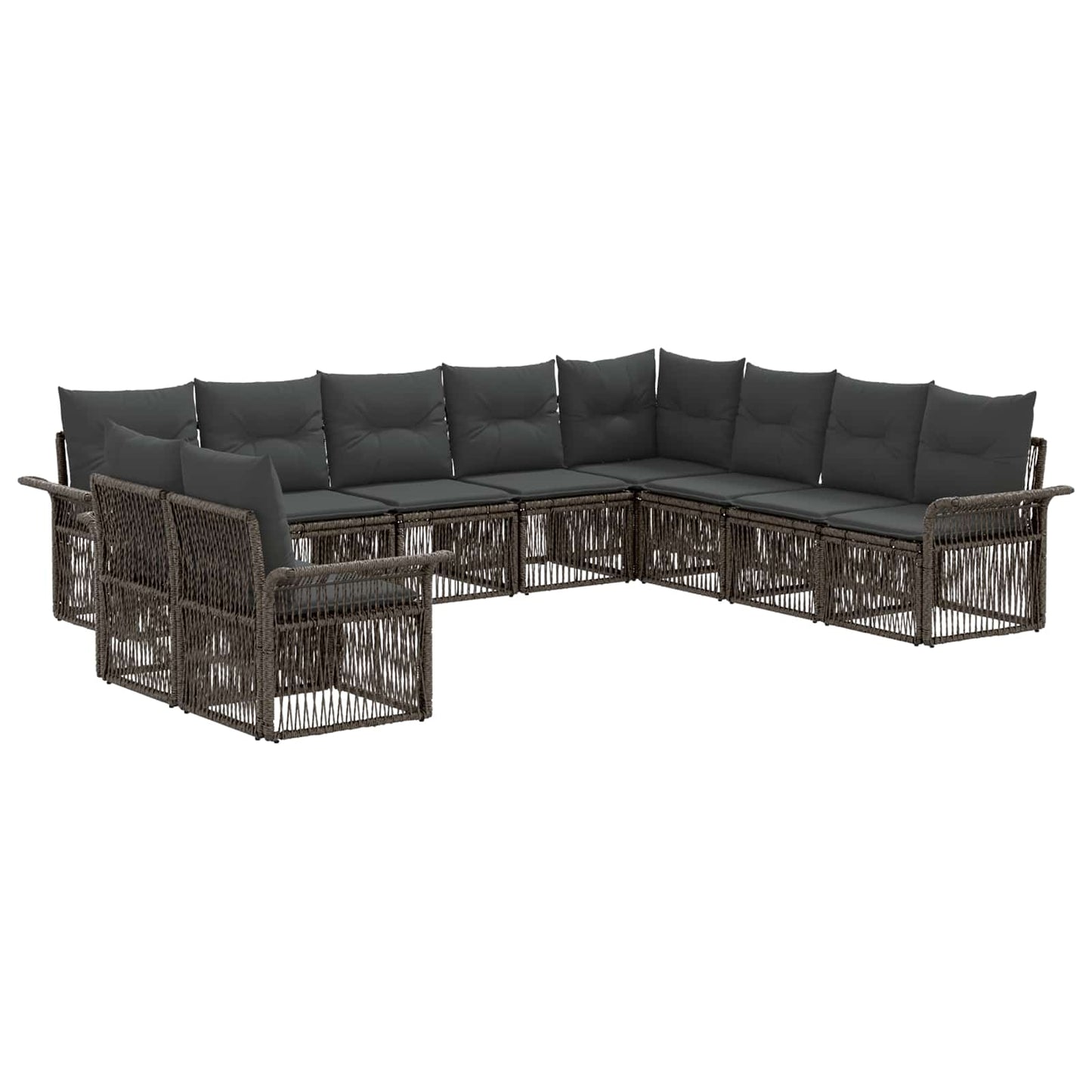Gartensofa-set 10 pcs Grau Poly-Rattan