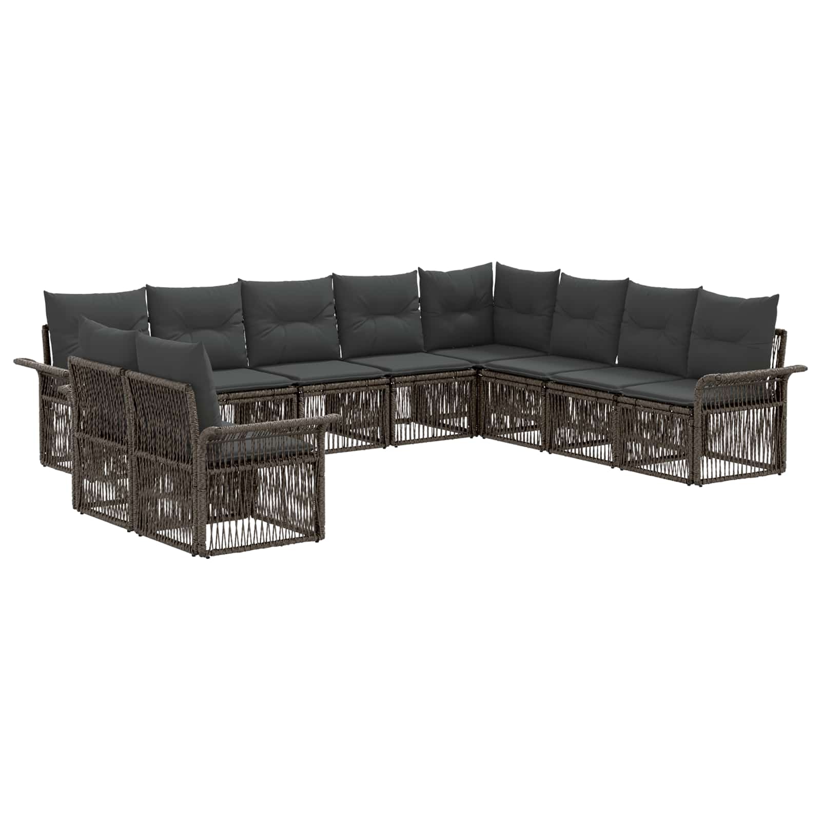 Gartensofa-set 10 pcs Grau Poly-Rattan