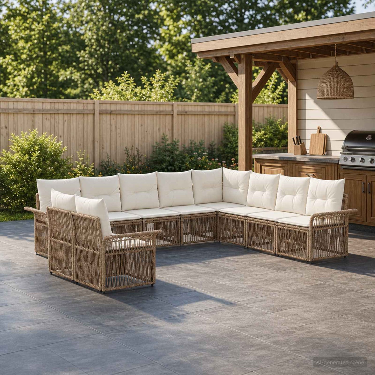 Gartensofa-set 10 pcs Beige Poly-Rattan