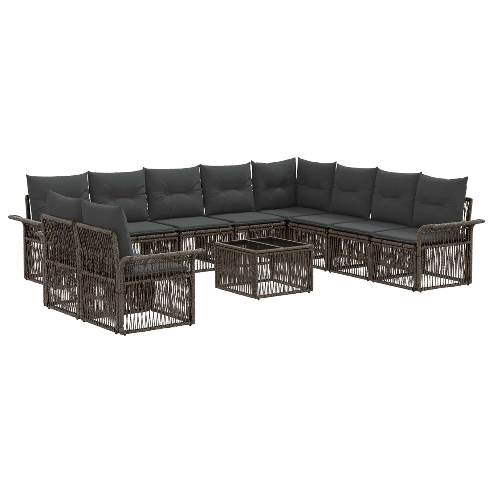 Gartensofa-set 11 stk. Grau Poly-Rattan