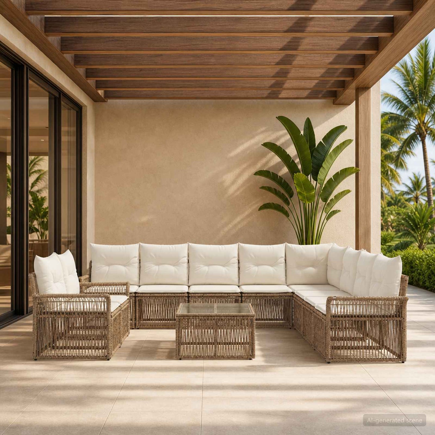 Gartensofa-set 11 pcs Beige Poly-Rattan