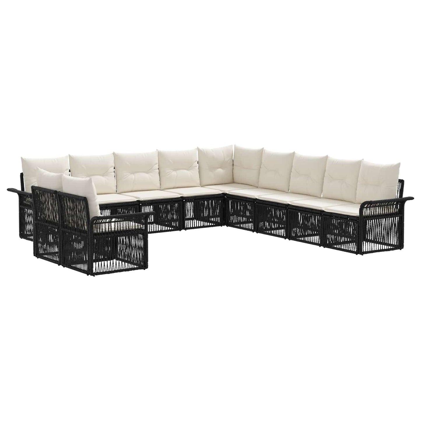 Gartensofa-set 11 pcs Schwarz Poly-Rattan