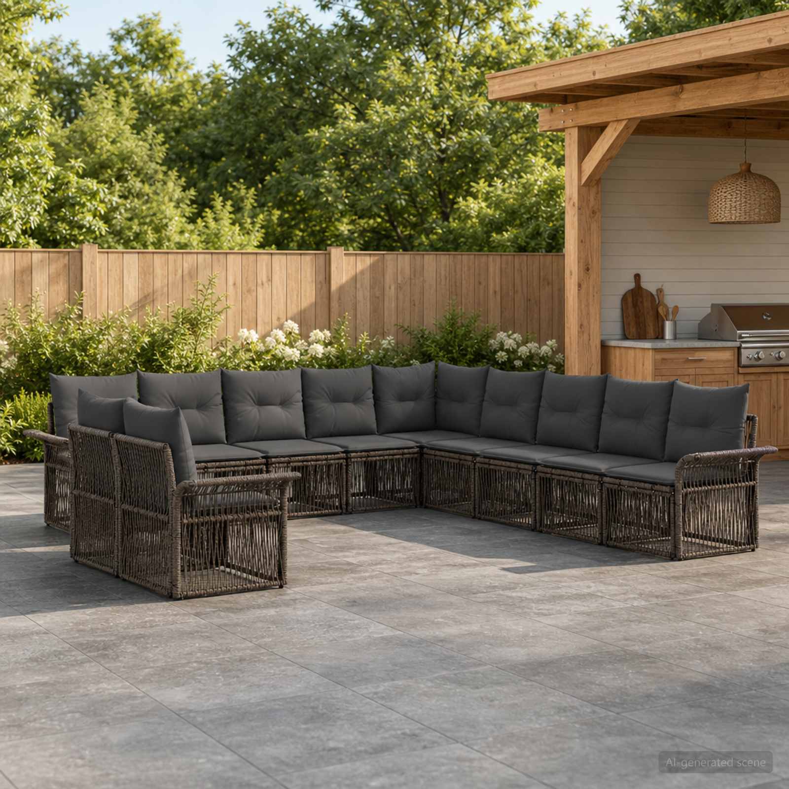 Gartensofa-set 11 pcs Grau Poly-Rattan