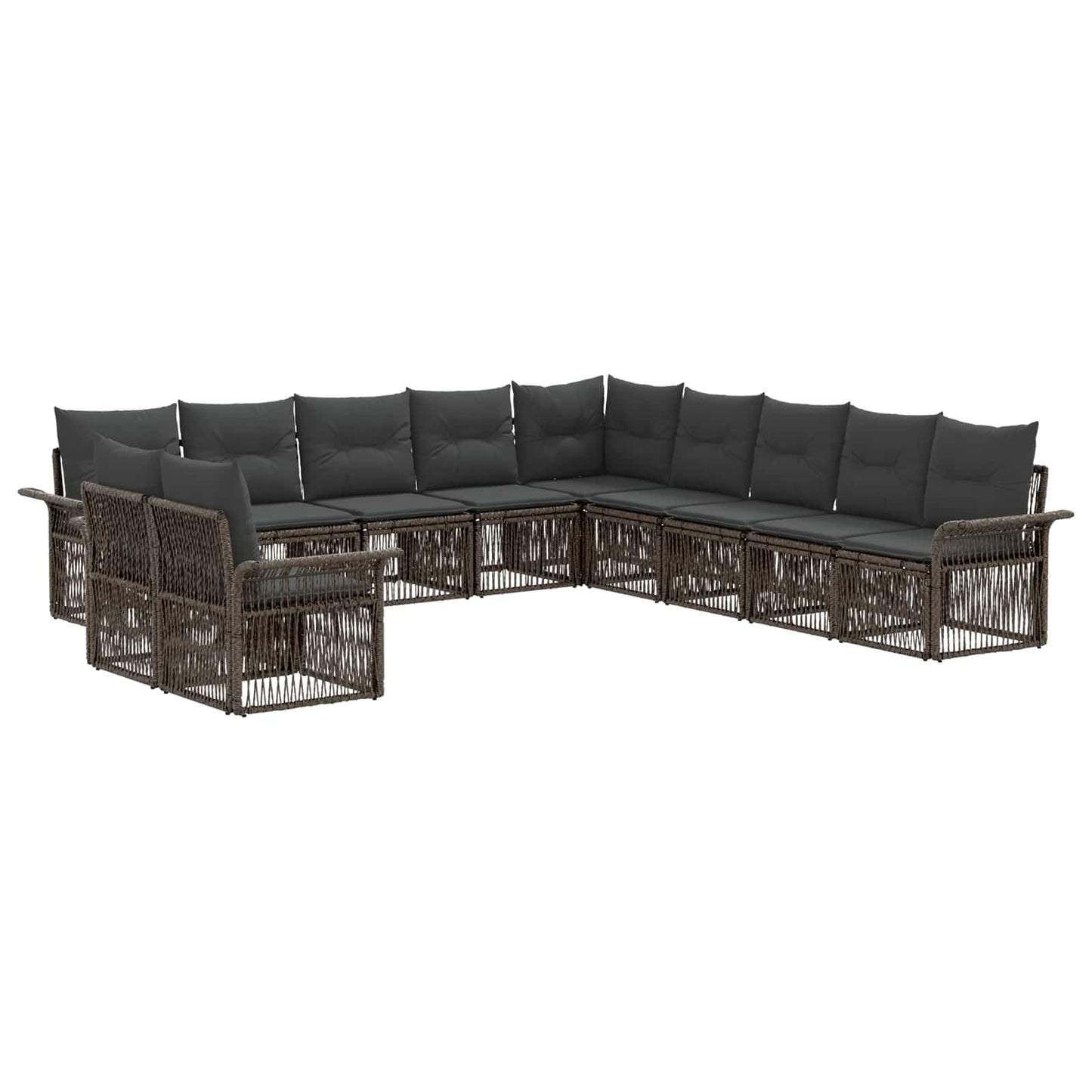 Gartensofa-set 11 pcs Grau Poly-Rattan