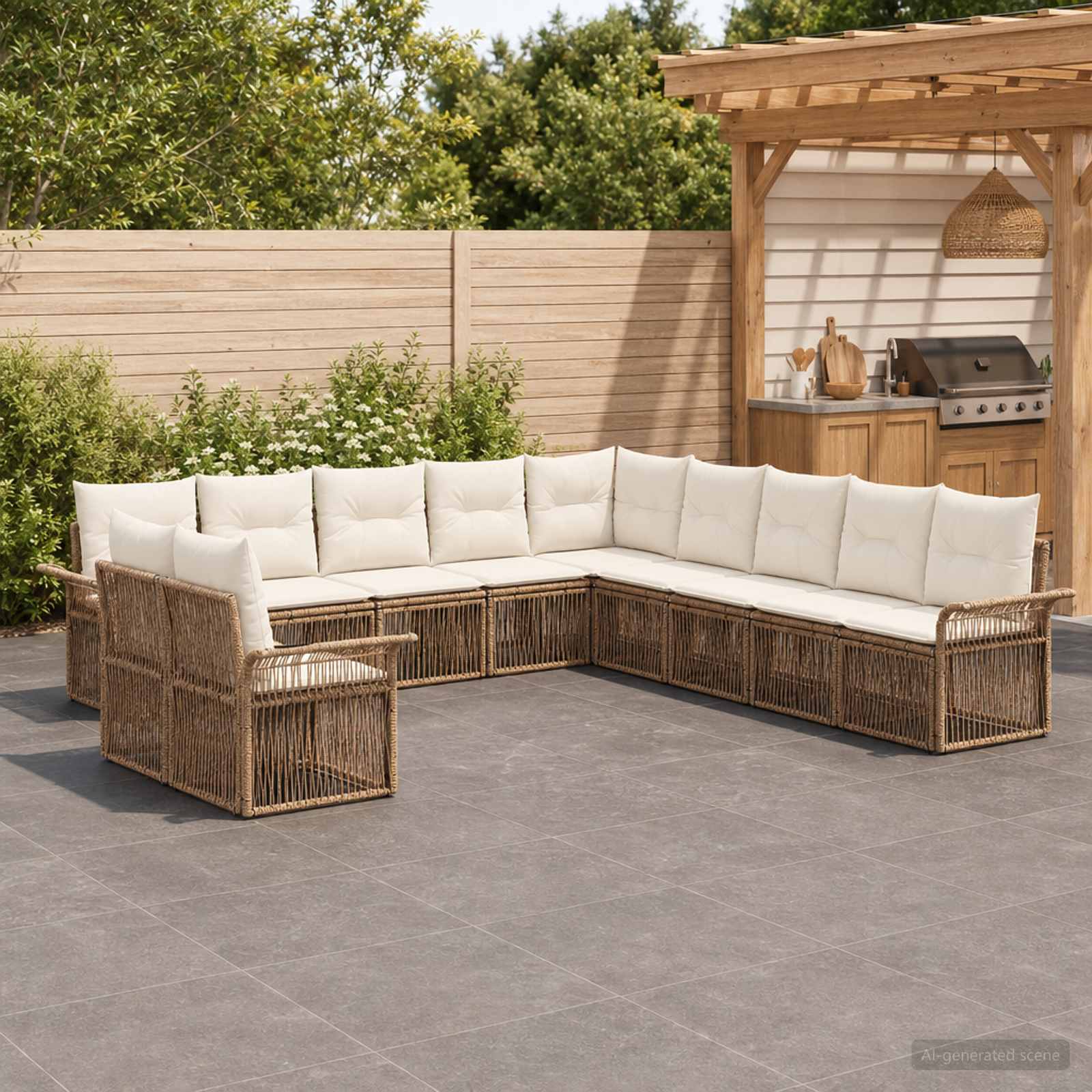 Gartensofa-set 11 pcs Beige Poly-Rattan