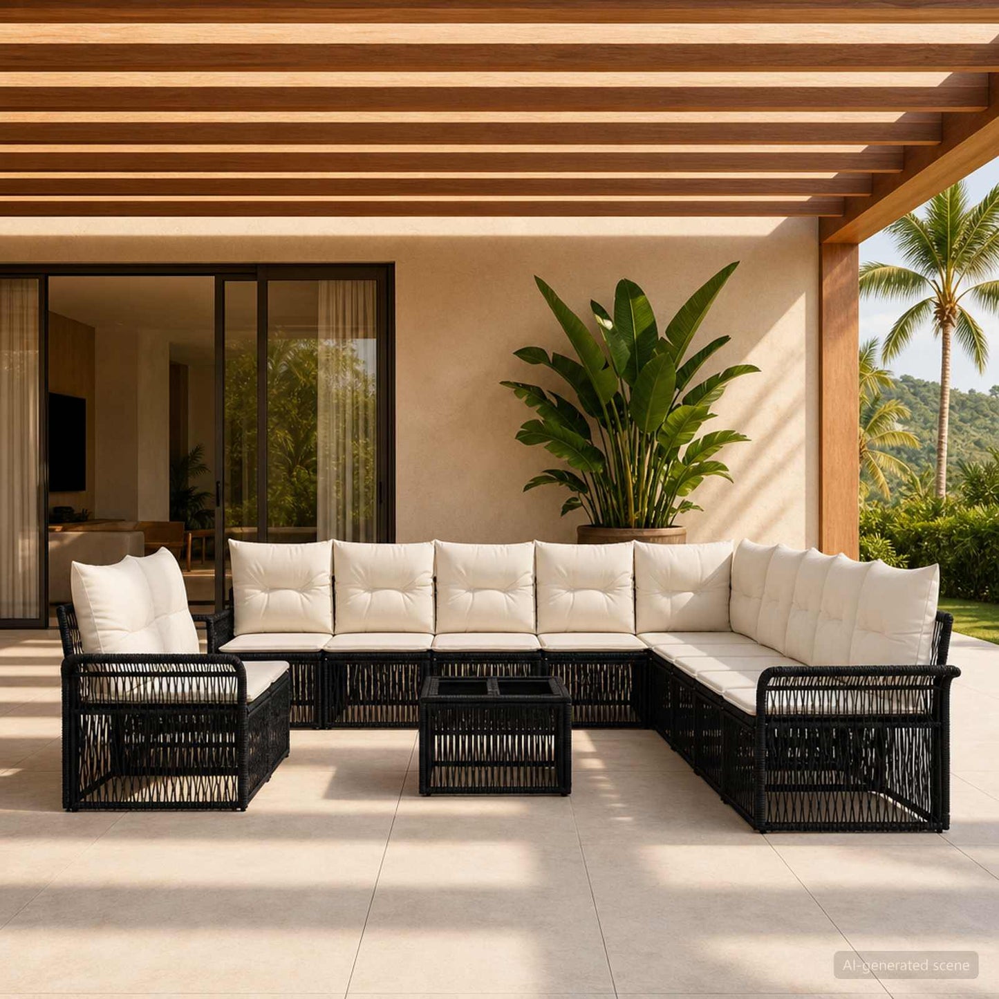 Gartensofa-set 12 pcs Schwarz Poly-Rattan