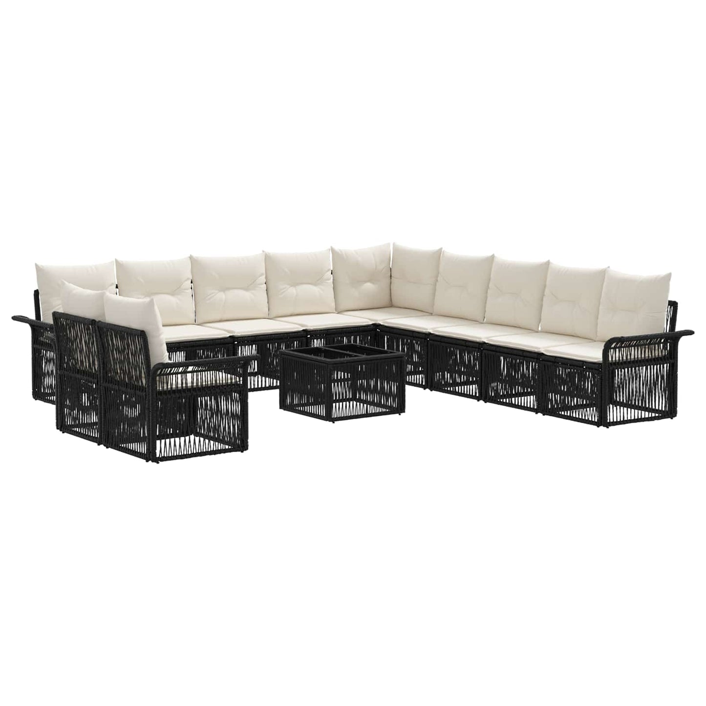 Gartensofa-set 12 pcs Schwarz Poly-Rattan