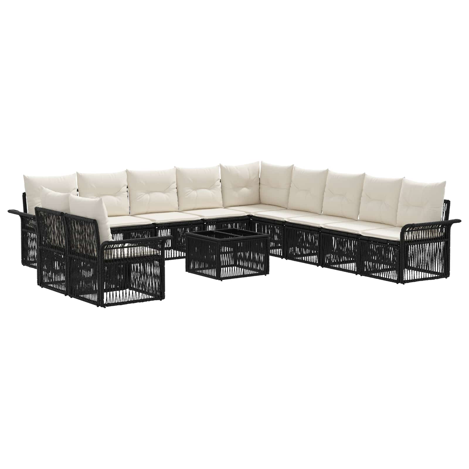 Gartensofa-set 12 pcs Schwarz Poly-Rattan