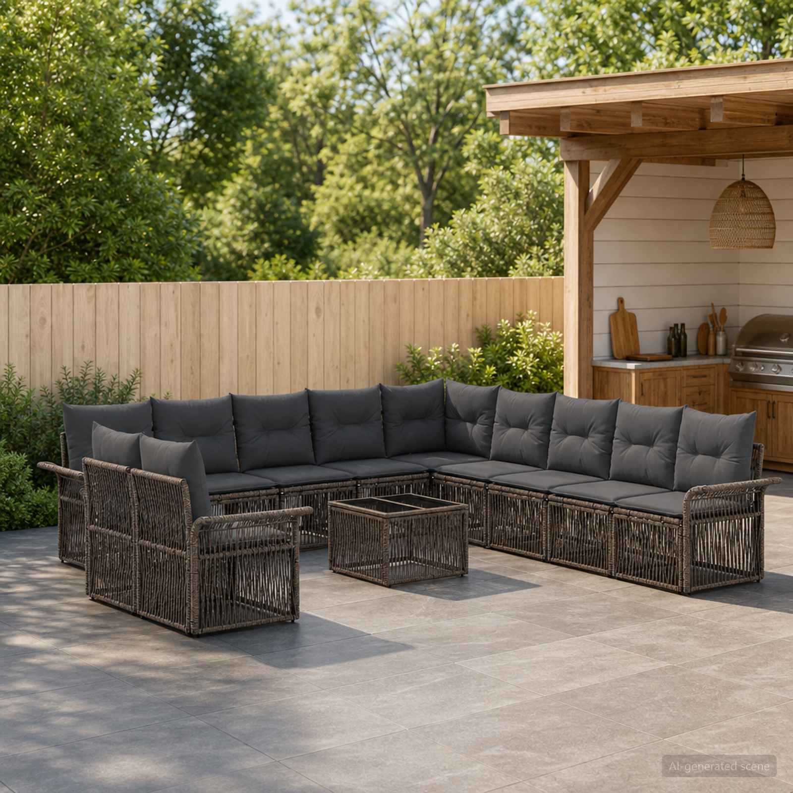Gartensofa-set 12 stk. Grau Poly-Rattan