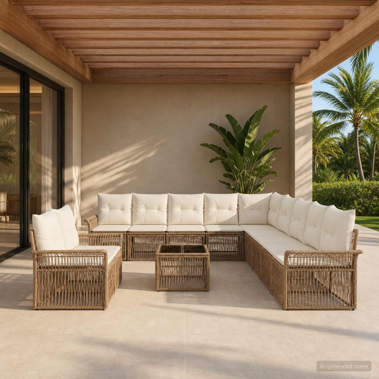 Gartensofa-set 12 pcs Beige Poly-Rattan