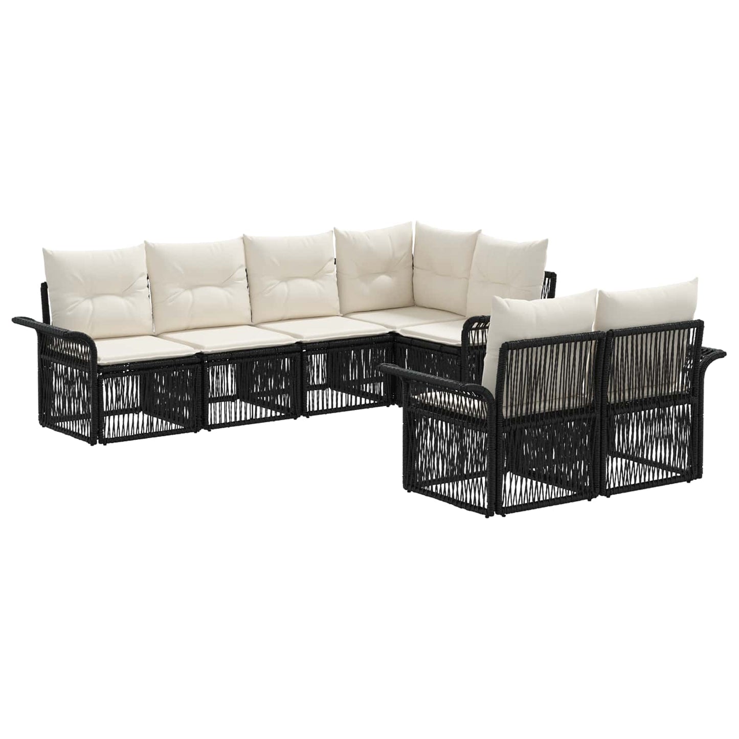 Gartensofa-set 7 stk. 7-Sitzanzahl Schwarz Poly-Rattan