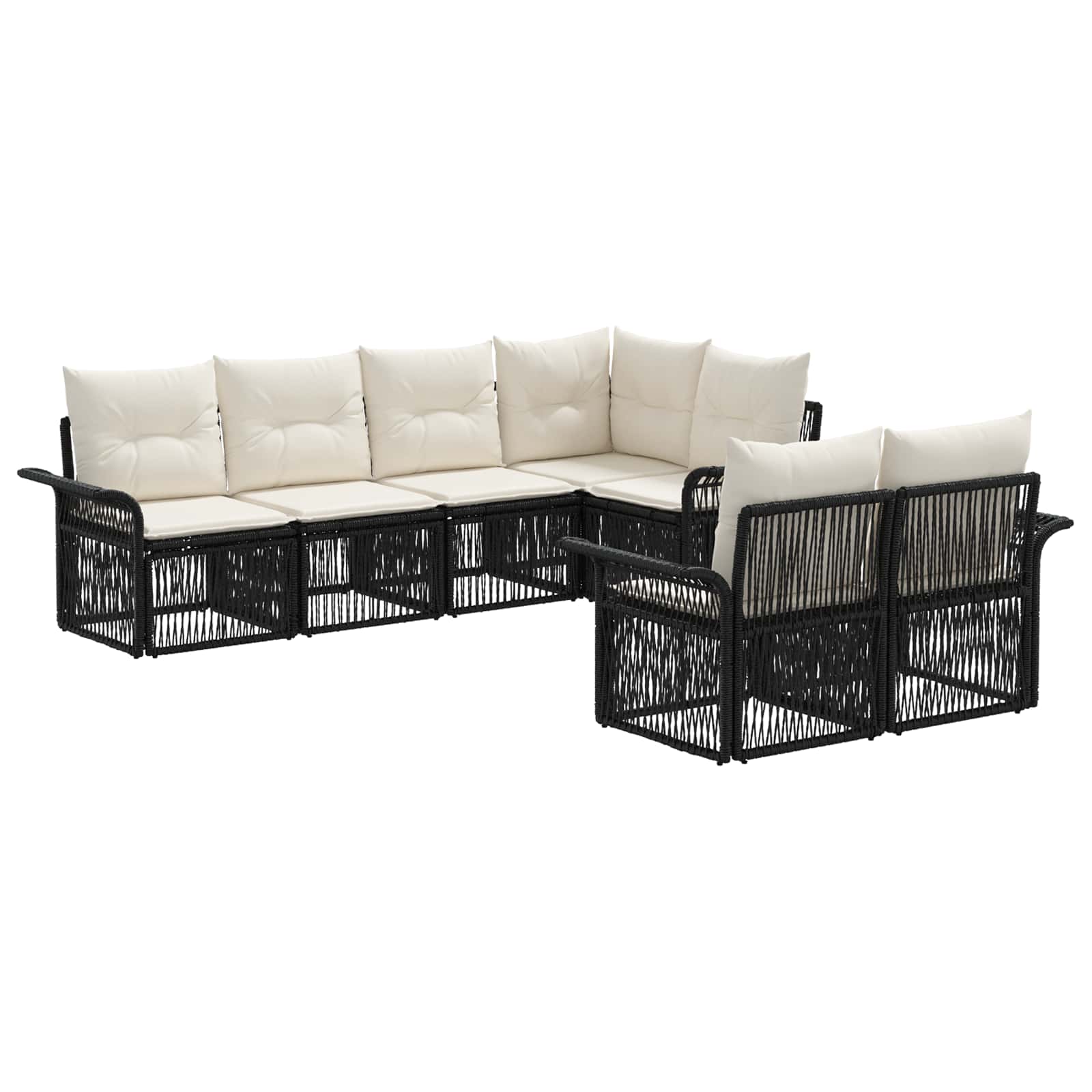 Gartensofa-set 7 stk. 7-Sitzanzahl Schwarz Poly-Rattan