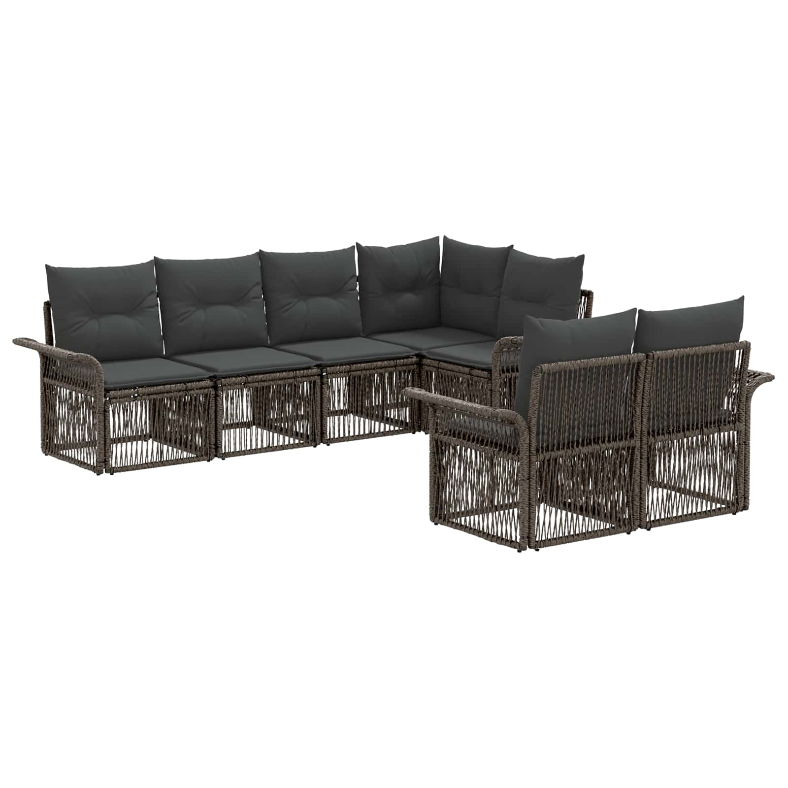 Gartensofa-set 7 stk. 7-Sitzanzahl Grau Poly-Rattan