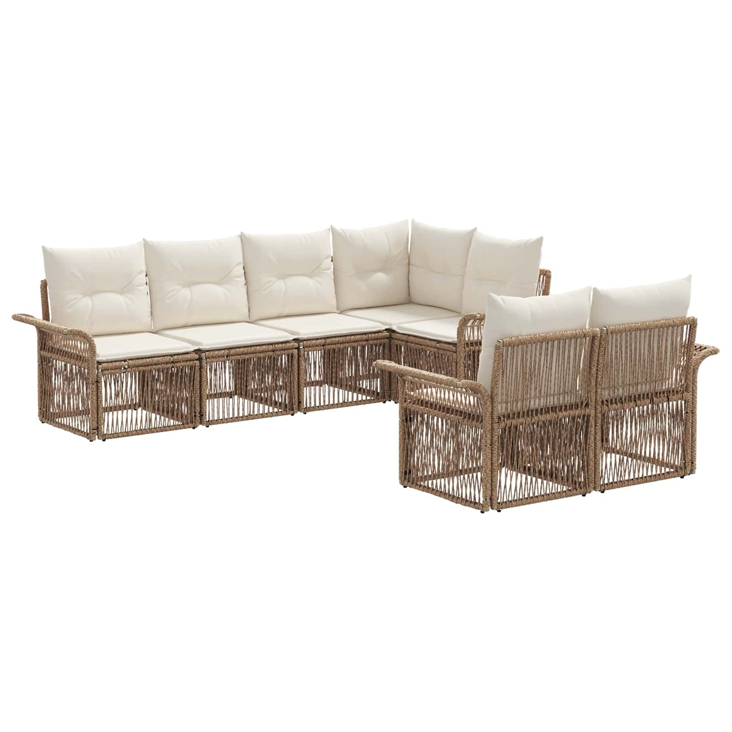 Gartensofa-set 7 stk. 7-Sitzanzahl Beige Poly-Rattan