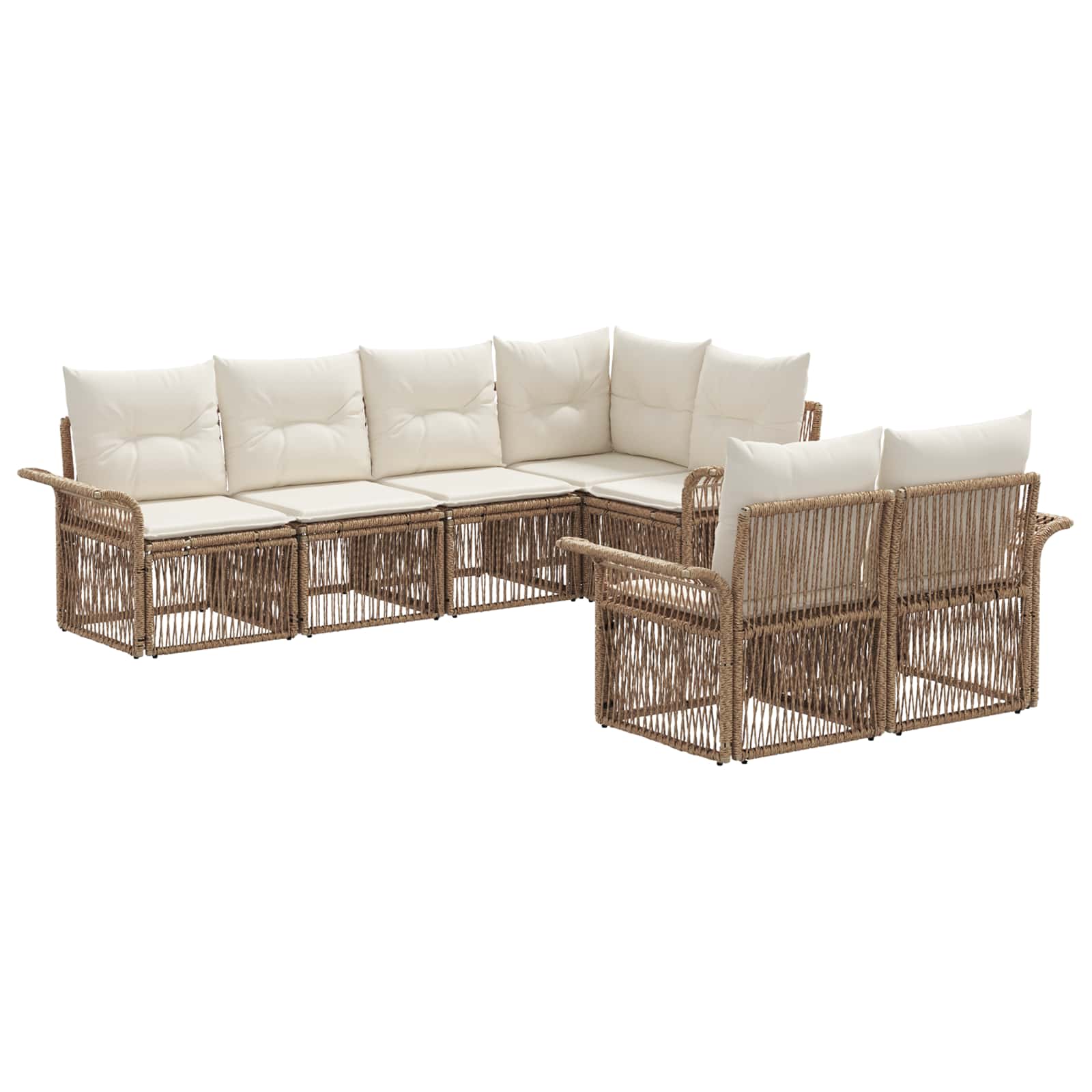 Gartensofa-set 7 stk. 7-Sitzanzahl Beige Poly-Rattan
