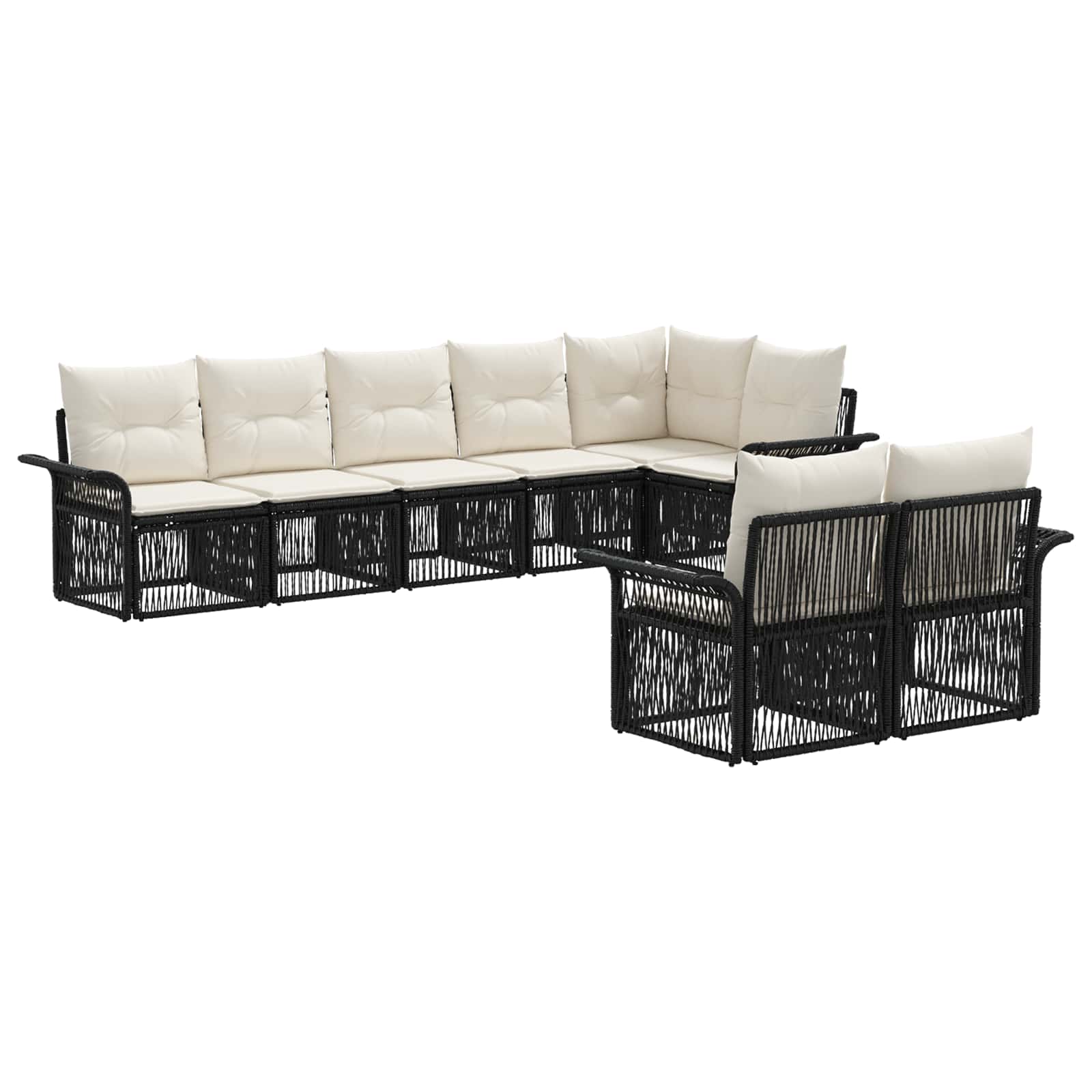 Gartensofa-set 8 pcs Schwarz Poly-Rattan