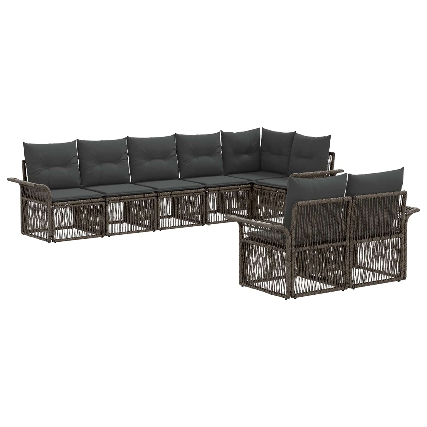 Gartensofa-set 8 pcs Grau Poly-Rattan