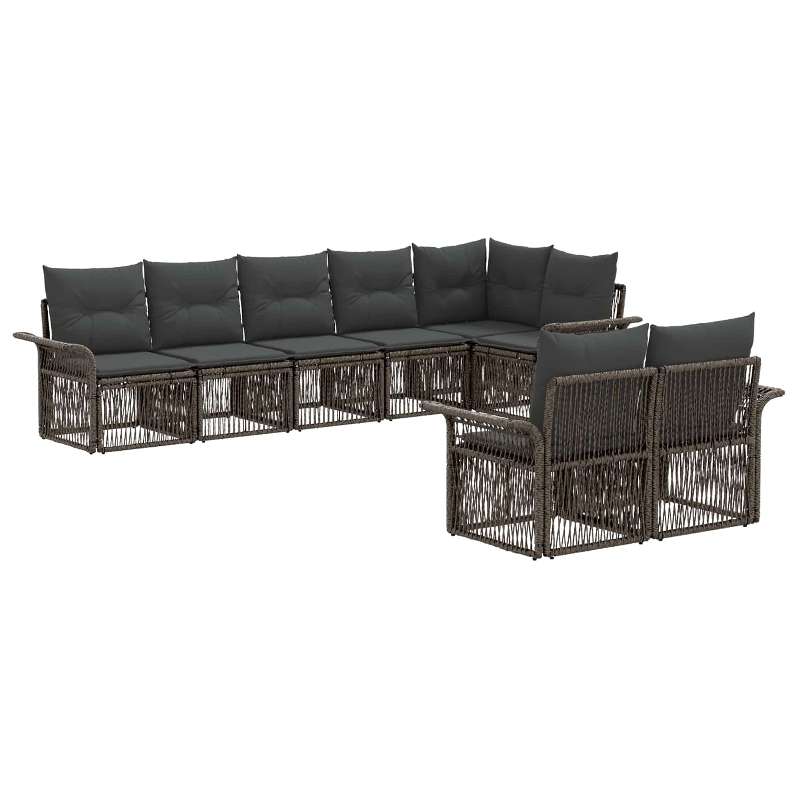 Gartensofa-set 8 pcs Grau Poly-Rattan