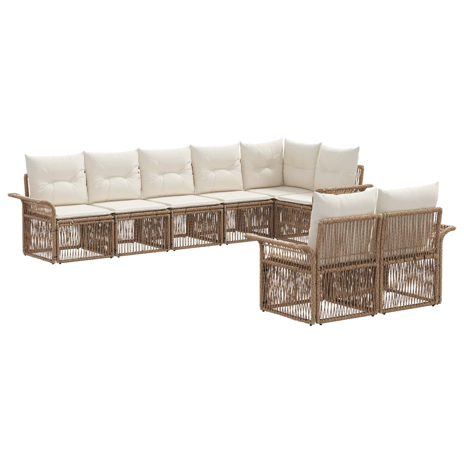 Gartensofa-set 8 pcs Beige Poly-Rattan
