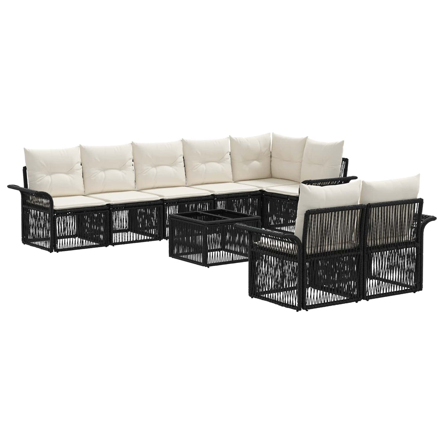 Gartensofa-set 9 pcs Schwarz Poly-Rattan