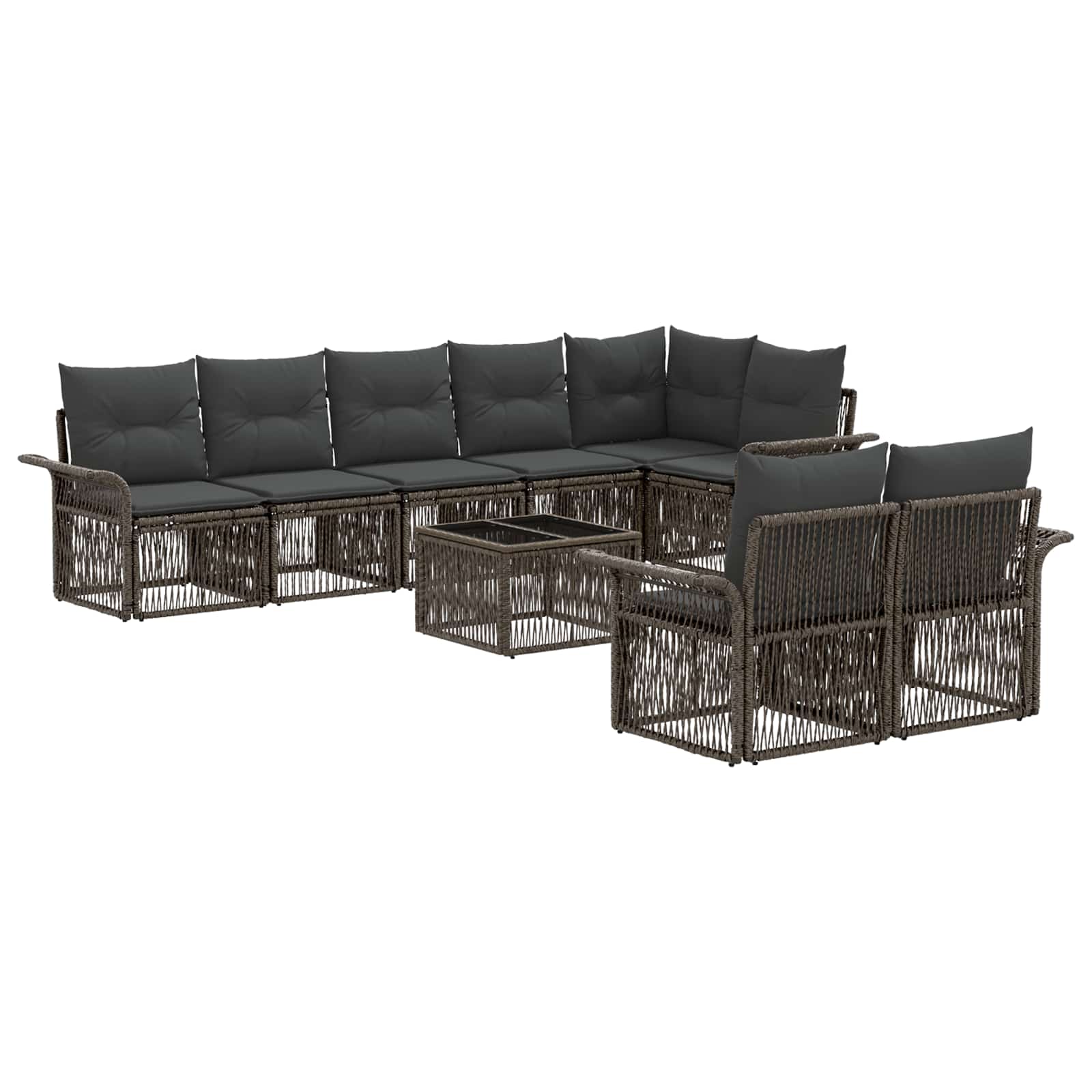 Gartensofa-set 9 stk. Grau Poly-Rattan