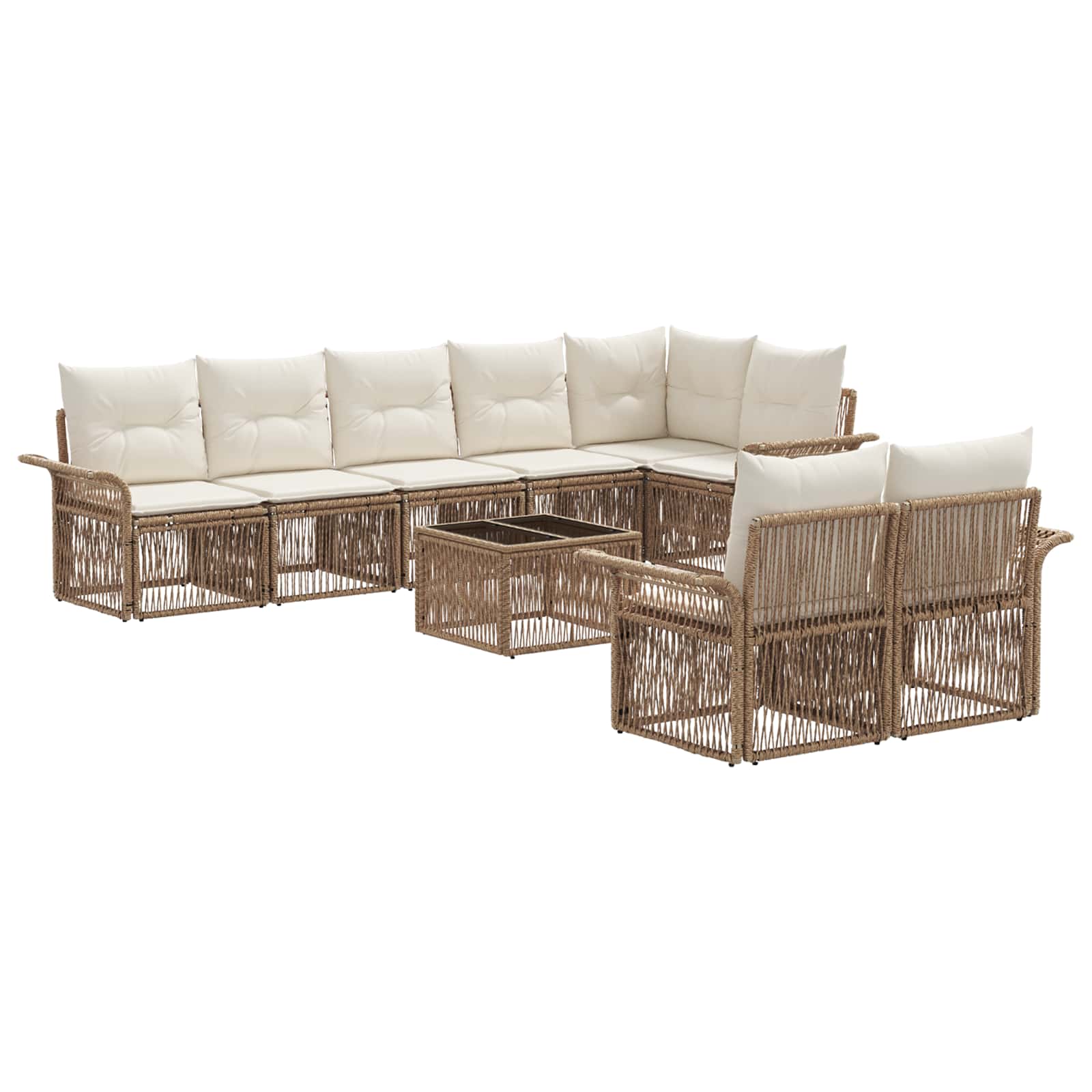 Gartensofa-set 9 pcs Beige Poly-Rattan