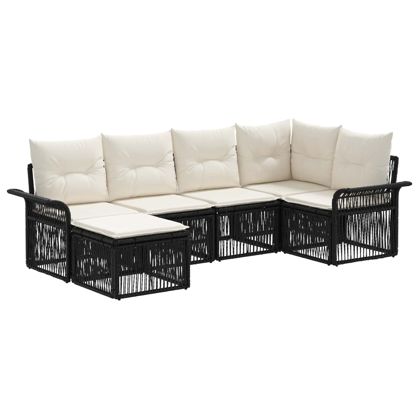 Gartensofa-set 6 pcs Schwarz Poly-Rattan