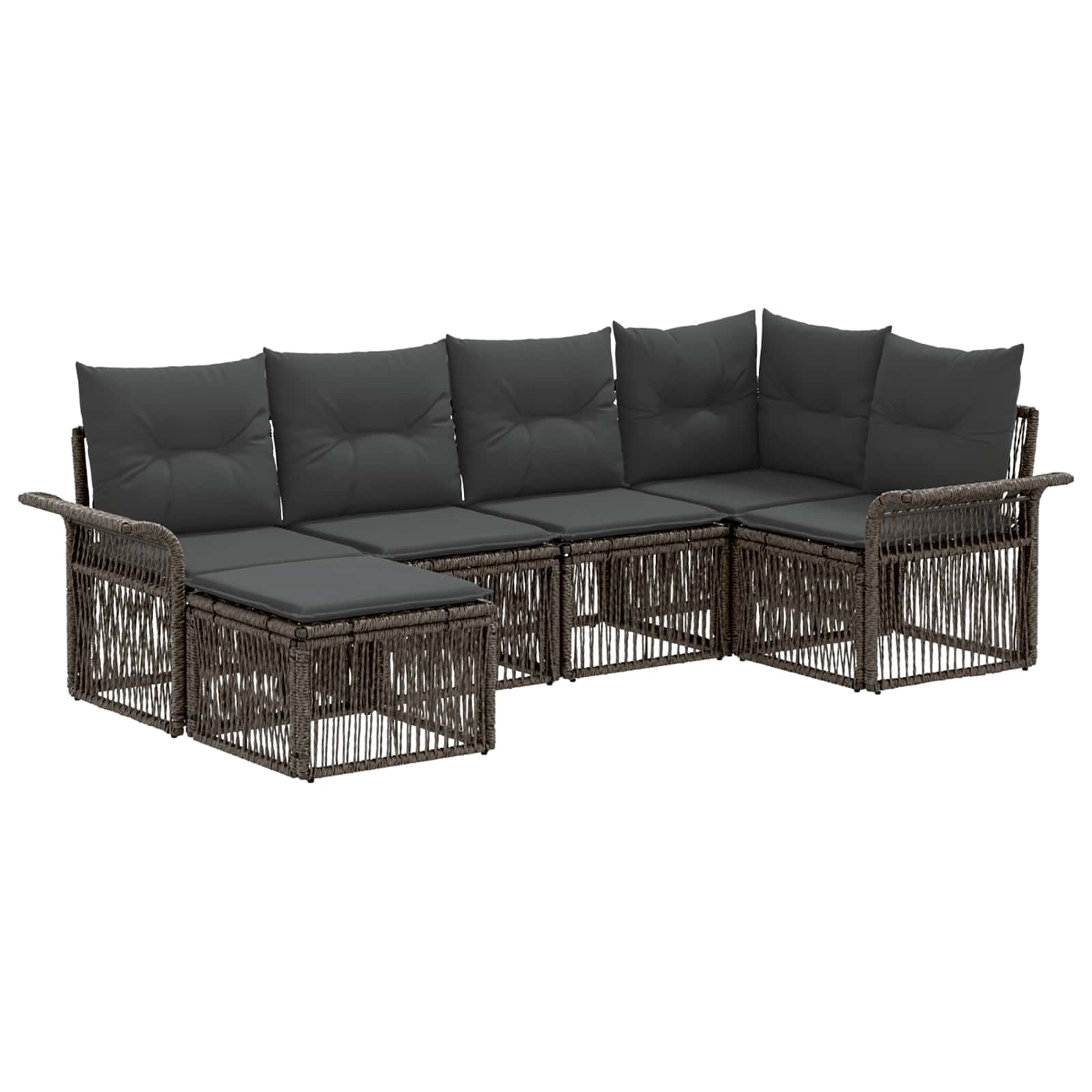 Gartensofa-set 6 stk. Grau Poly-Rattan