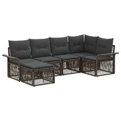 Gartensofa-set 6 stk. Grau Poly-Rattan