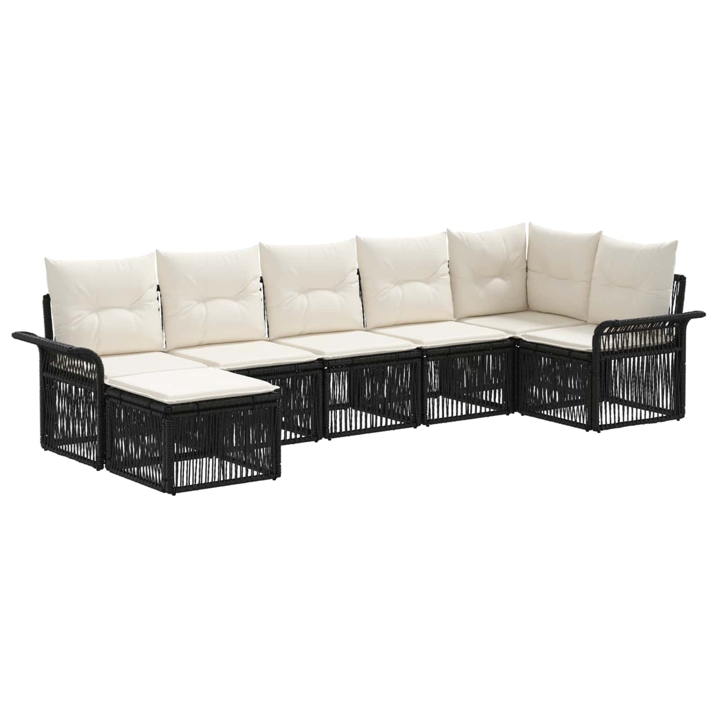 Gartensofa-set 7 pcs Schwarz Poly-Rattan