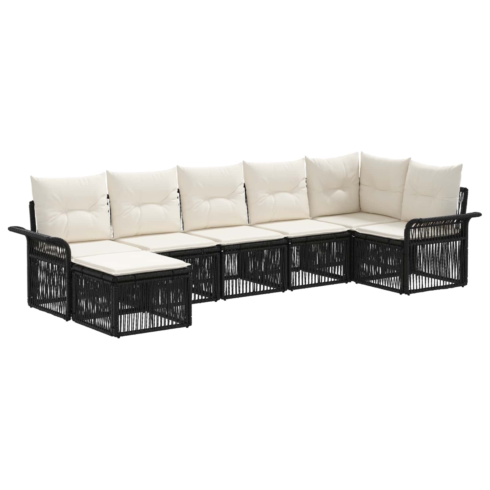 Gartensofa-set 7 pcs Schwarz Poly-Rattan